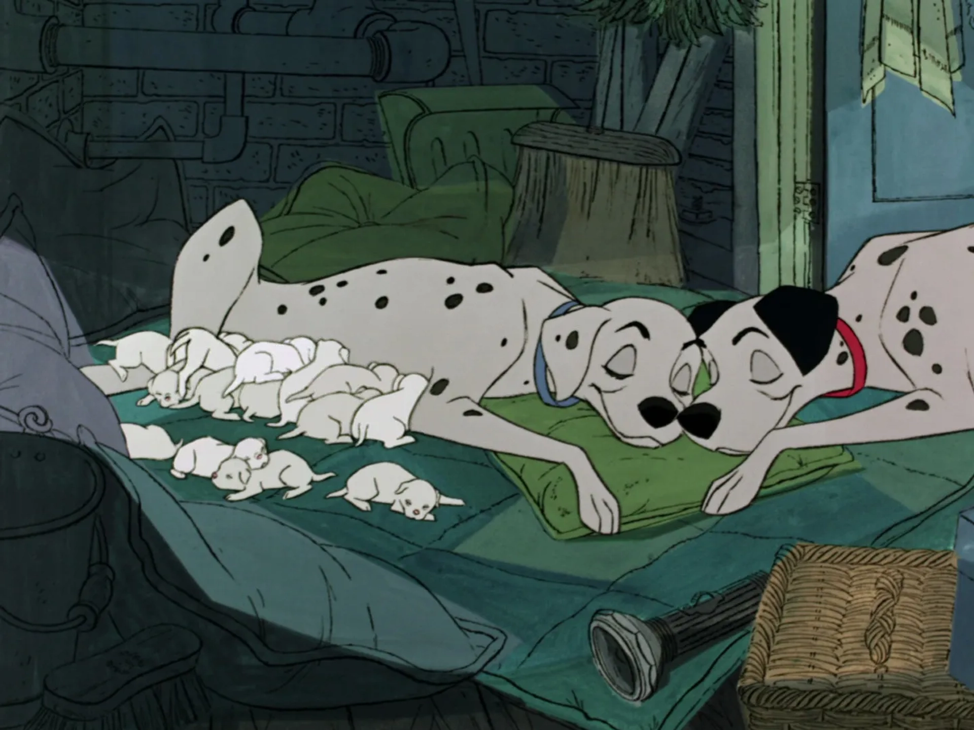 Rod Taylor and Cate Bauer in One Hundred and One Dalmatians (1961)