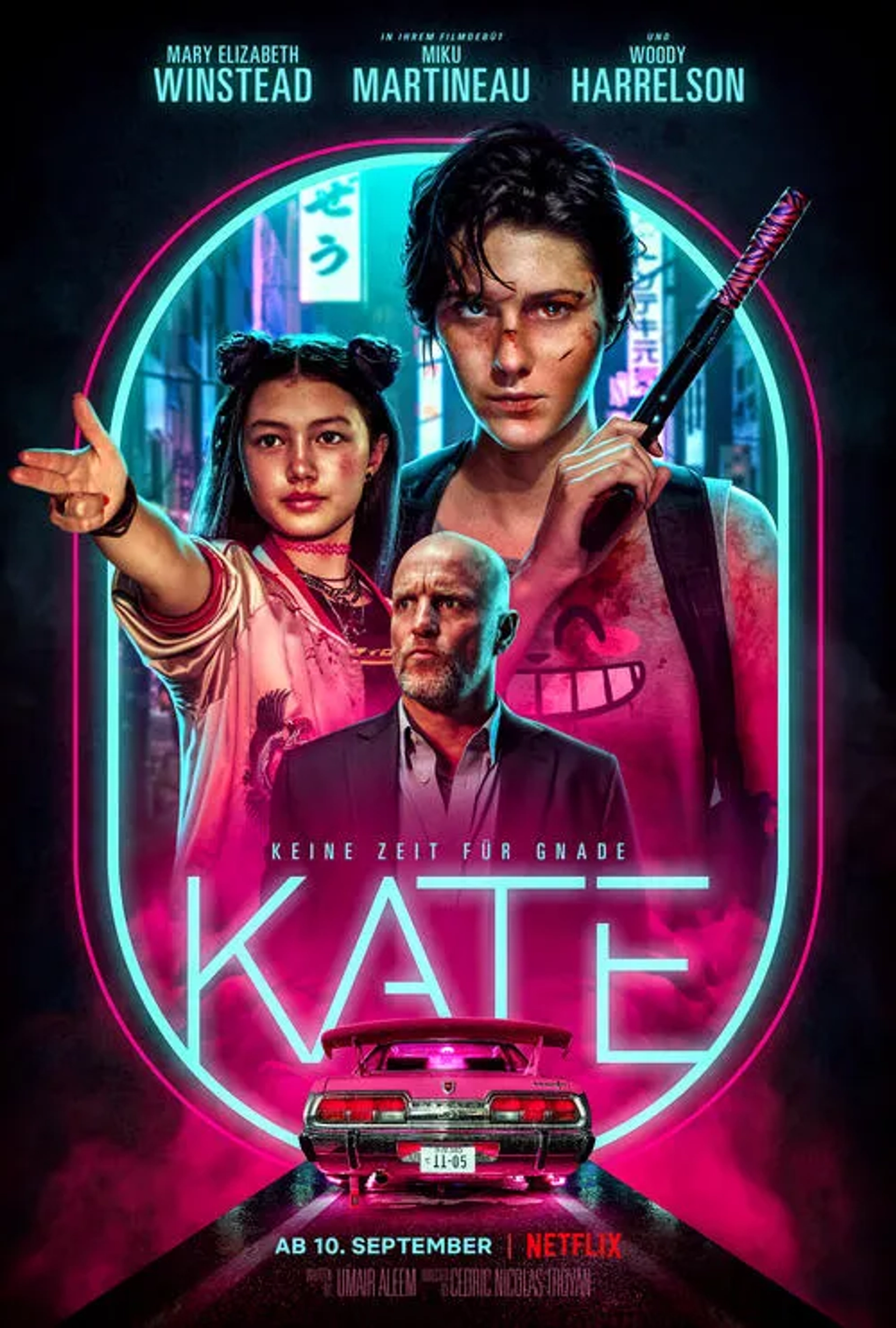 Woody Harrelson, Mary Elizabeth Winstead, and Miku Patricia Martineau in Kate (2021)