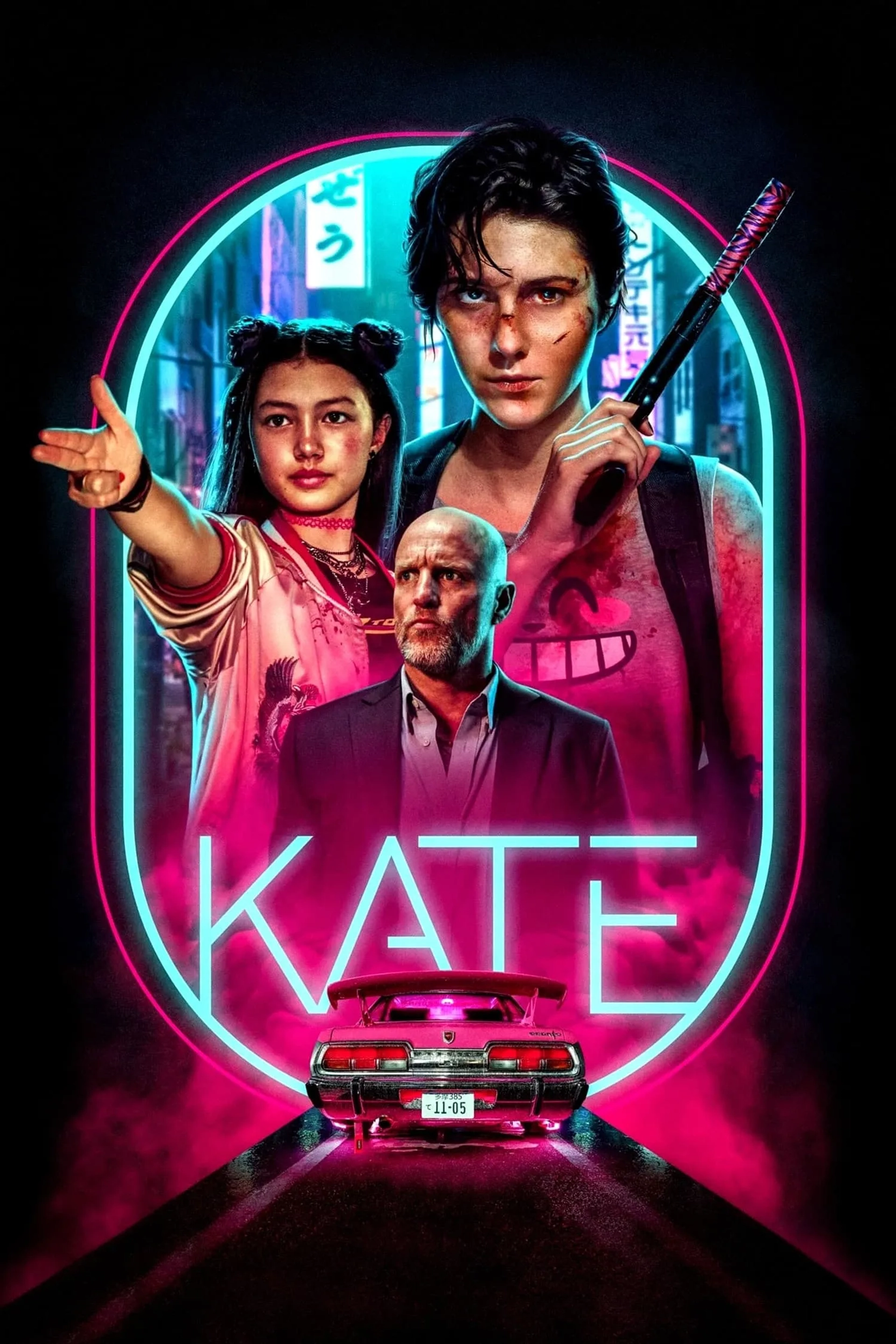 Woody Harrelson, Mary Elizabeth Winstead, and Miku Patricia Martineau in Kate (2021)