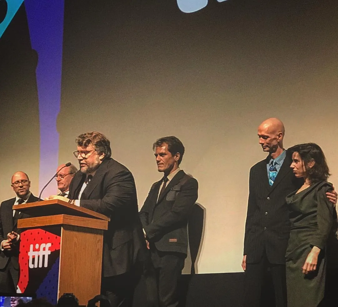 Richard Jenkins, Doug Jones, Daniel Kraus, Michael Shannon, Guillermo del Toro, and Sally Hawkins at an event for The Shape of Water (2017)