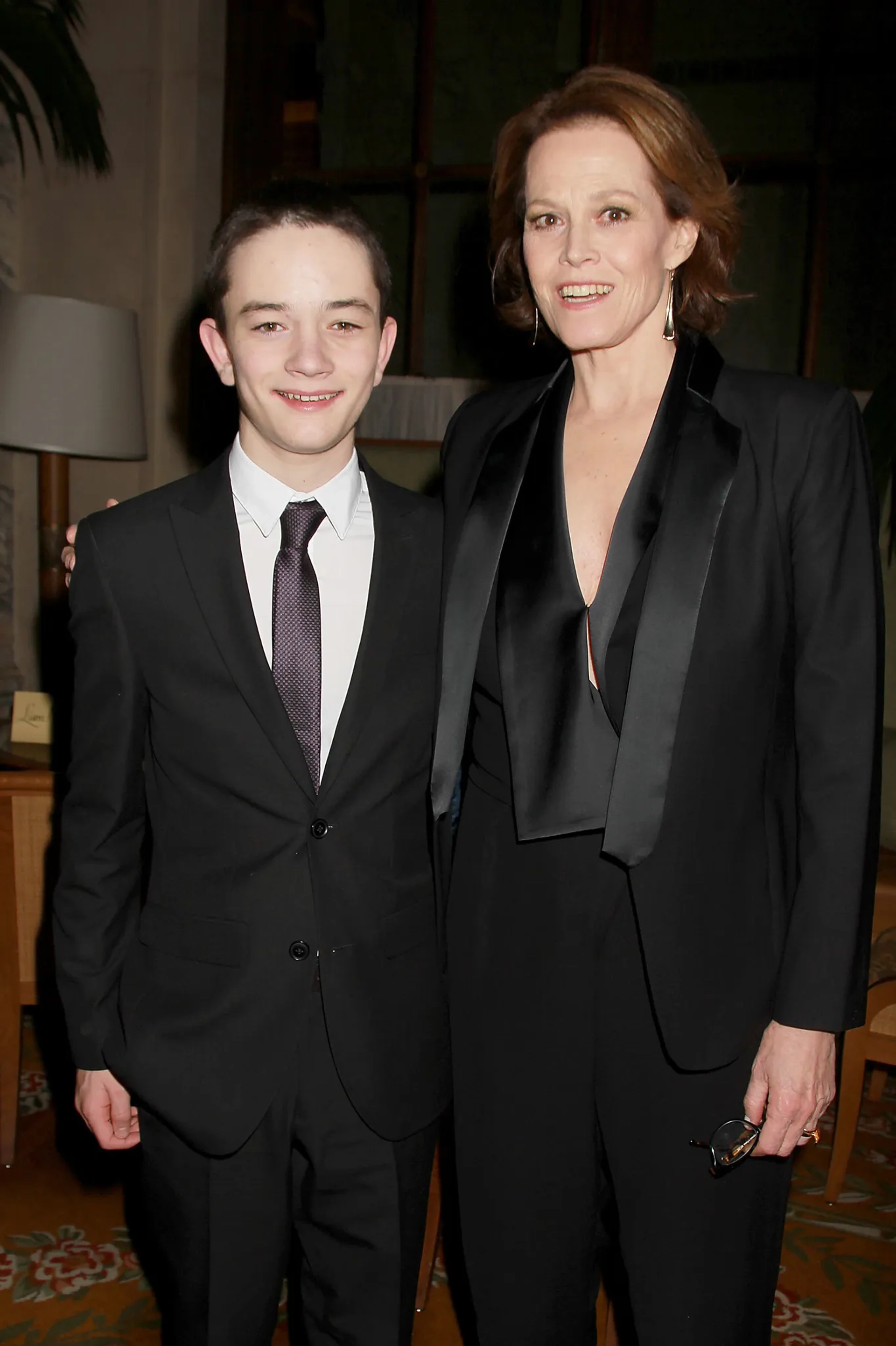 Sigourney Weaver and Lewis MacDougall at an event for A Monster Calls (2016)