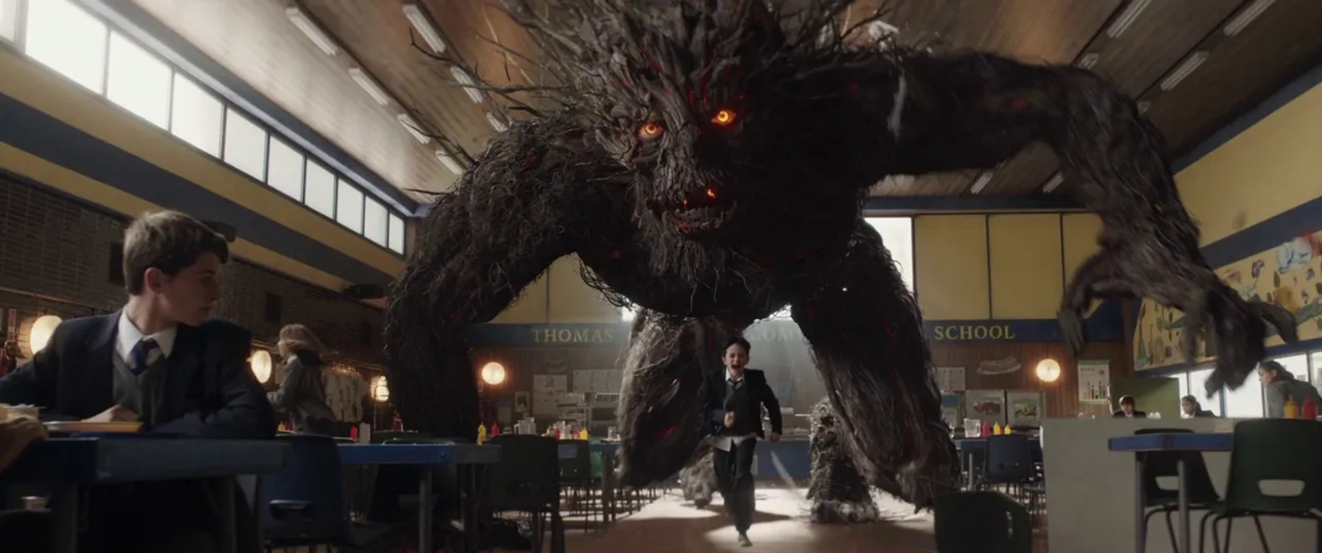 Liam Neeson and Lewis MacDougall in A Monster Calls (2016)