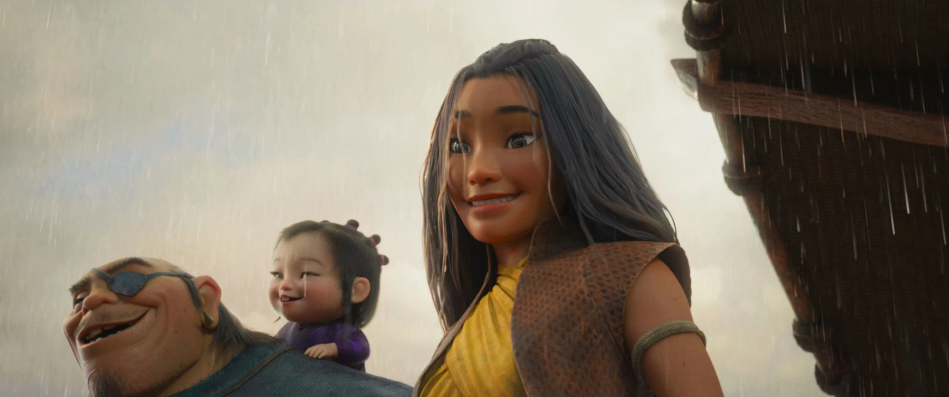 Benedict Wong, Kelly Marie Tran, and Thalia Tran in Raya and the Last Dragon (2021)