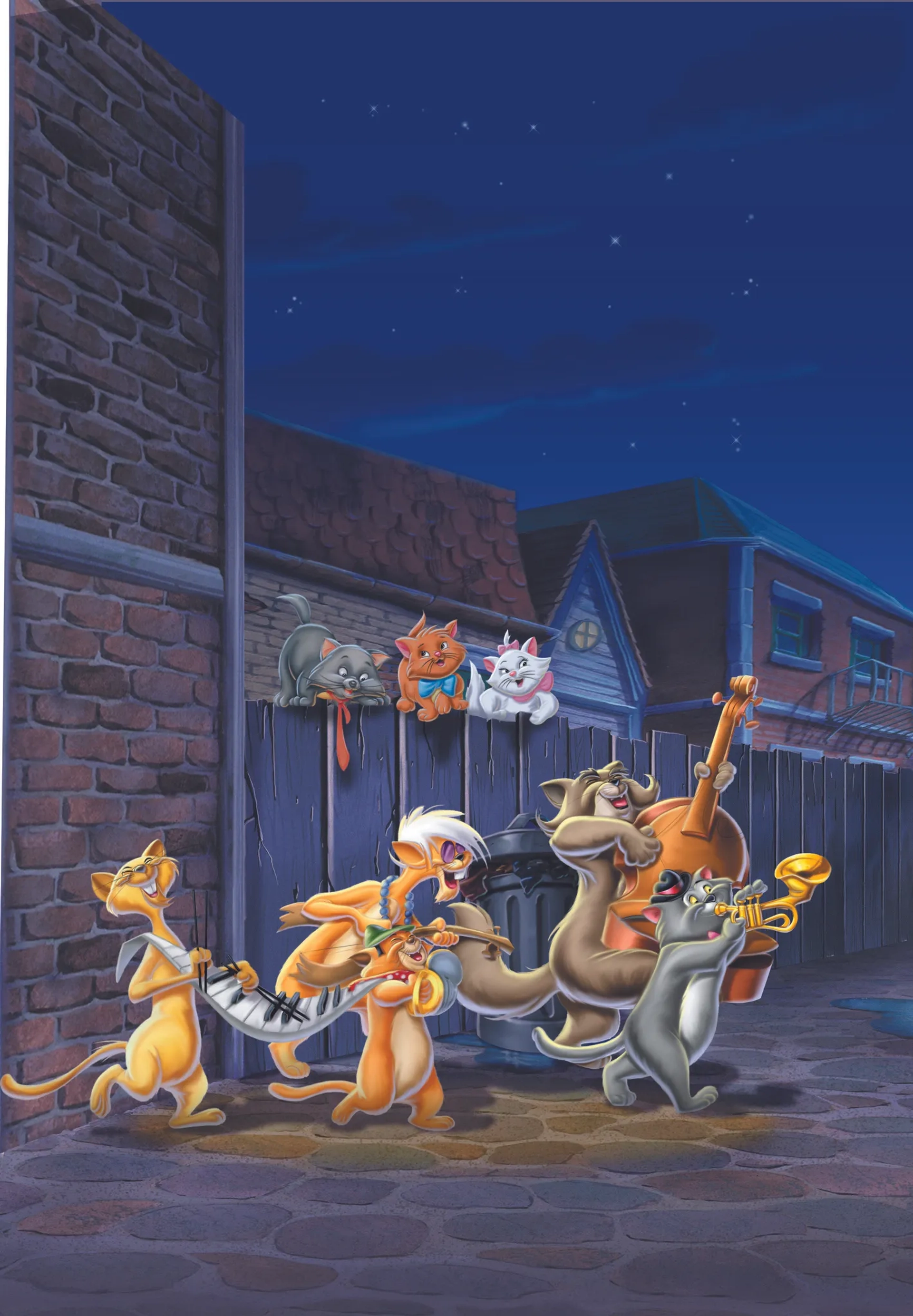 Scatman Crothers, Dean Clark, Gary Dubin, Liz English, Lord Tim Hudson, Thurl Ravenscroft, Vito Scotti, and Paul Winchell in The Aristocats (1970)