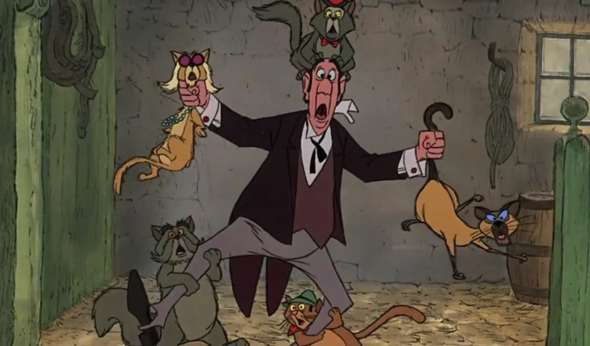 Scatman Crothers, Lord Tim Hudson, Roddy Maude-Roxby, Thurl Ravenscroft, Vito Scotti, and Paul Winchell in The Aristocats (1970)