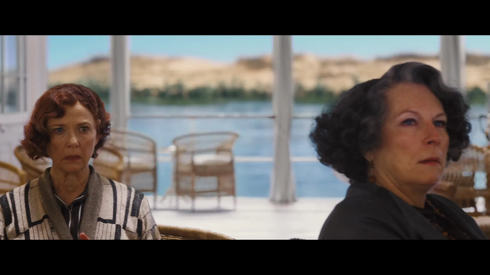 Annette Bening and Jennifer Saunders in Death on the Nile (2022)