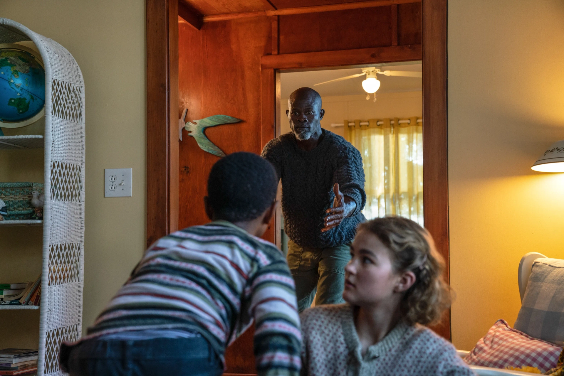 Djimon Hounsou and Millicent Simmonds in A Quiet Place Part II (2020)