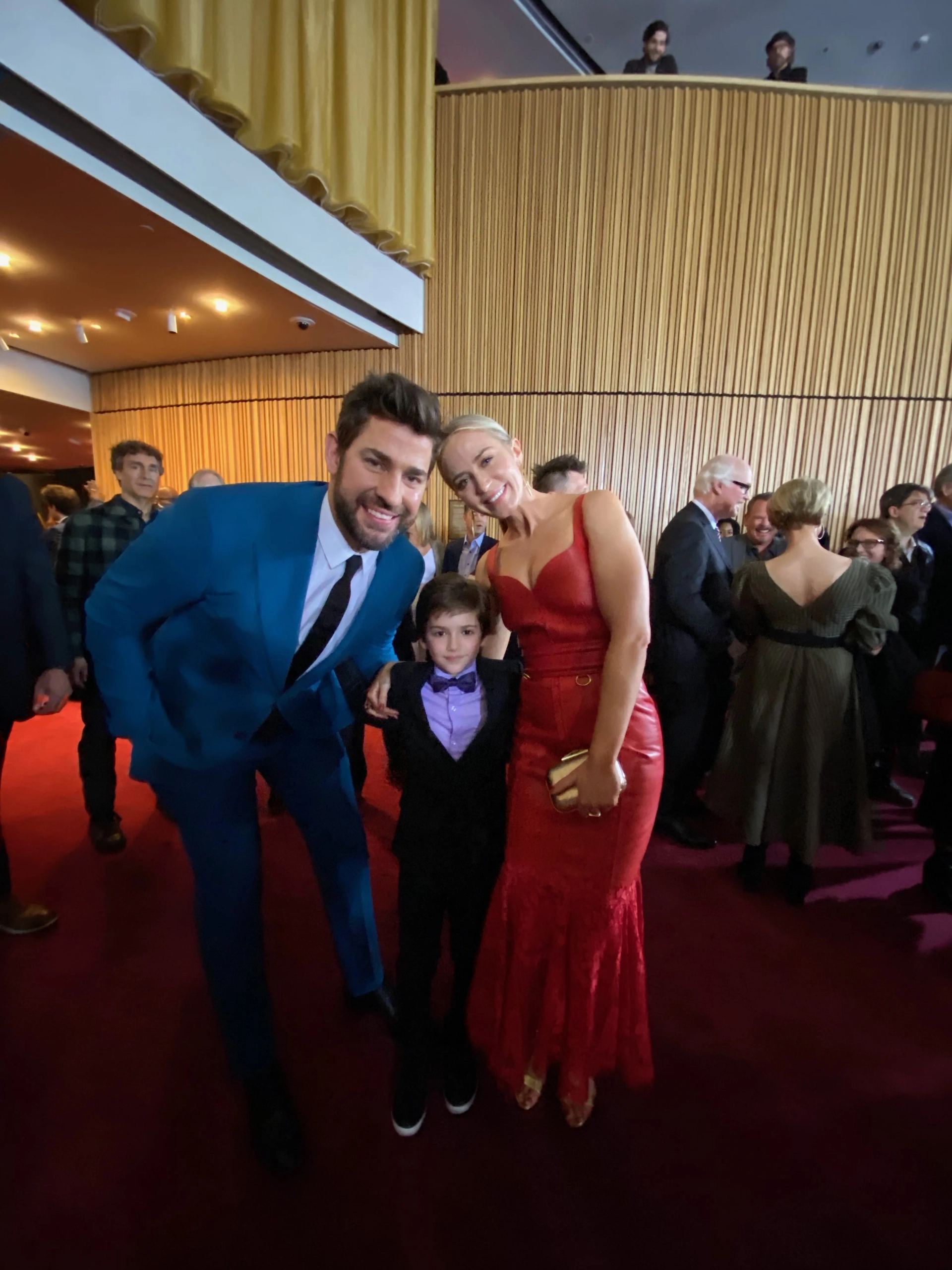 Zachary Golinger with John Krasinski and Emily Blunt at the World Premiere of A Quiet Place Part II, March 8, 2020, NYC