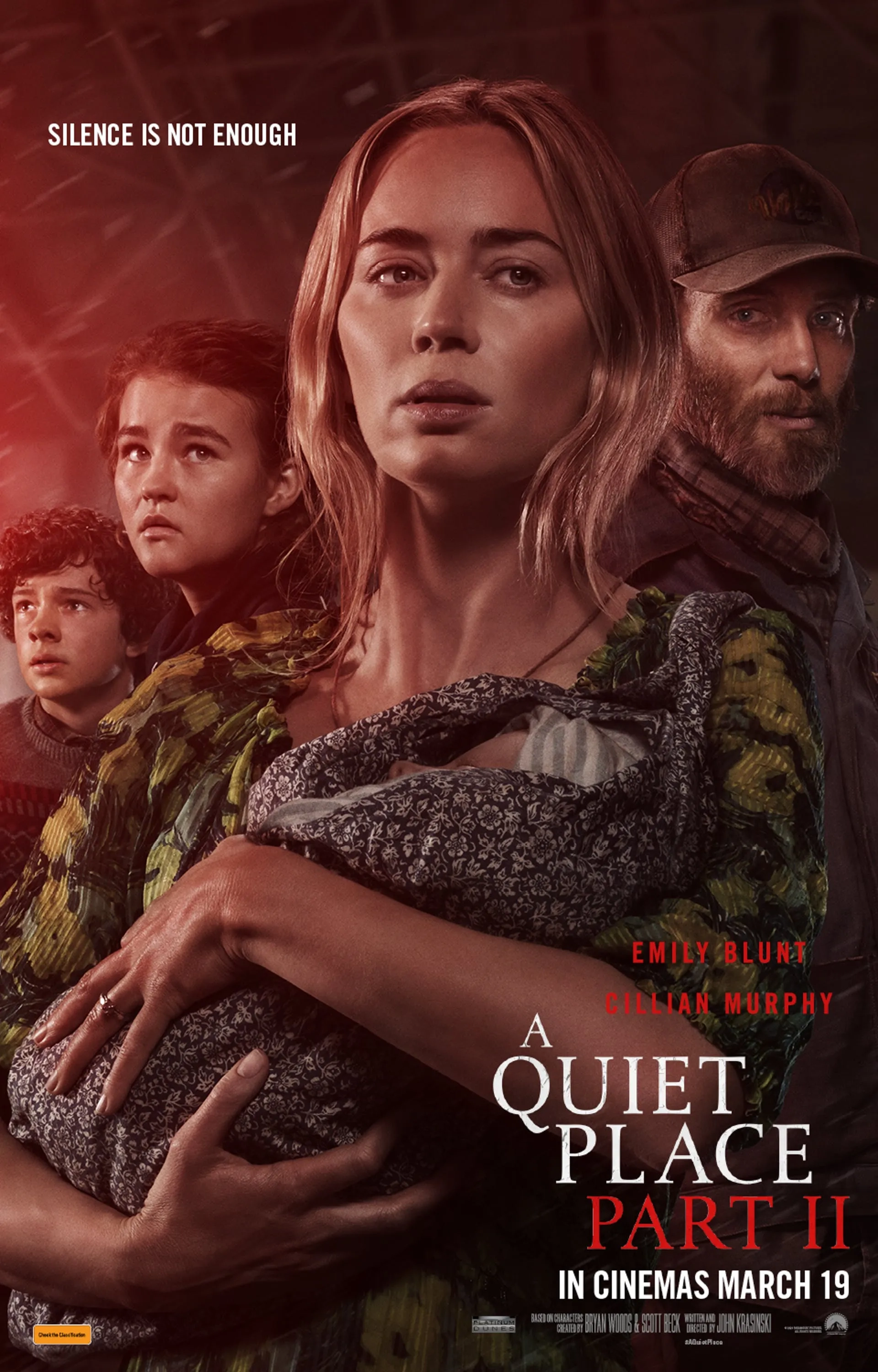 Cillian Murphy, Emily Blunt, Noah Jupe, and Millicent Simmonds in A Quiet Place Part II (2020)