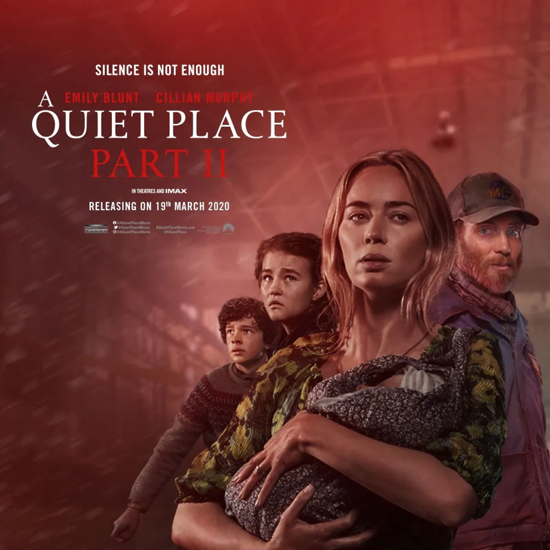 Cillian Murphy, Emily Blunt, Noah Jupe, and Millicent Simmonds in A Quiet Place Part II (2020)