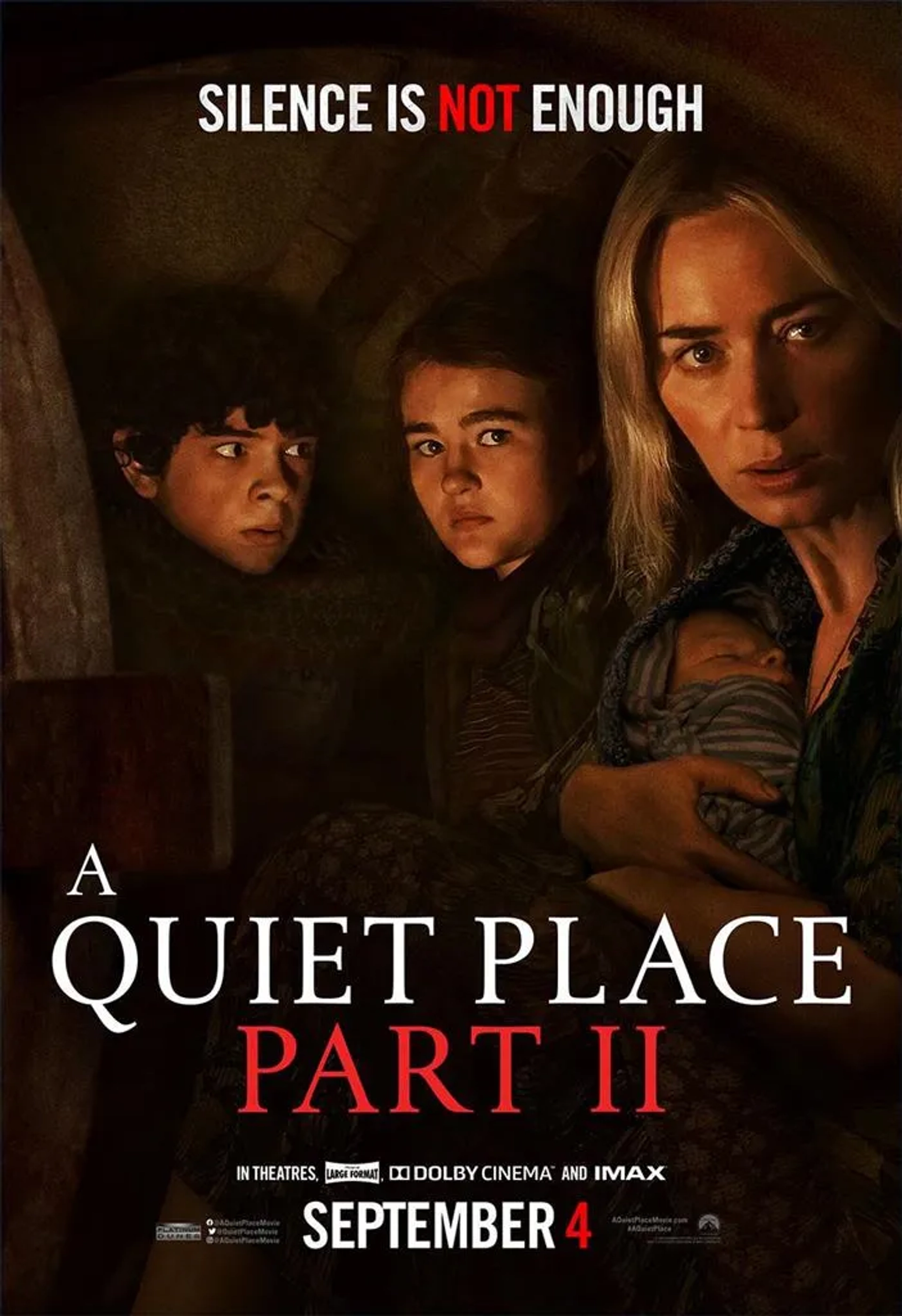 Emily Blunt, Noah Jupe, and Millicent Simmonds in A Quiet Place Part II (2020)