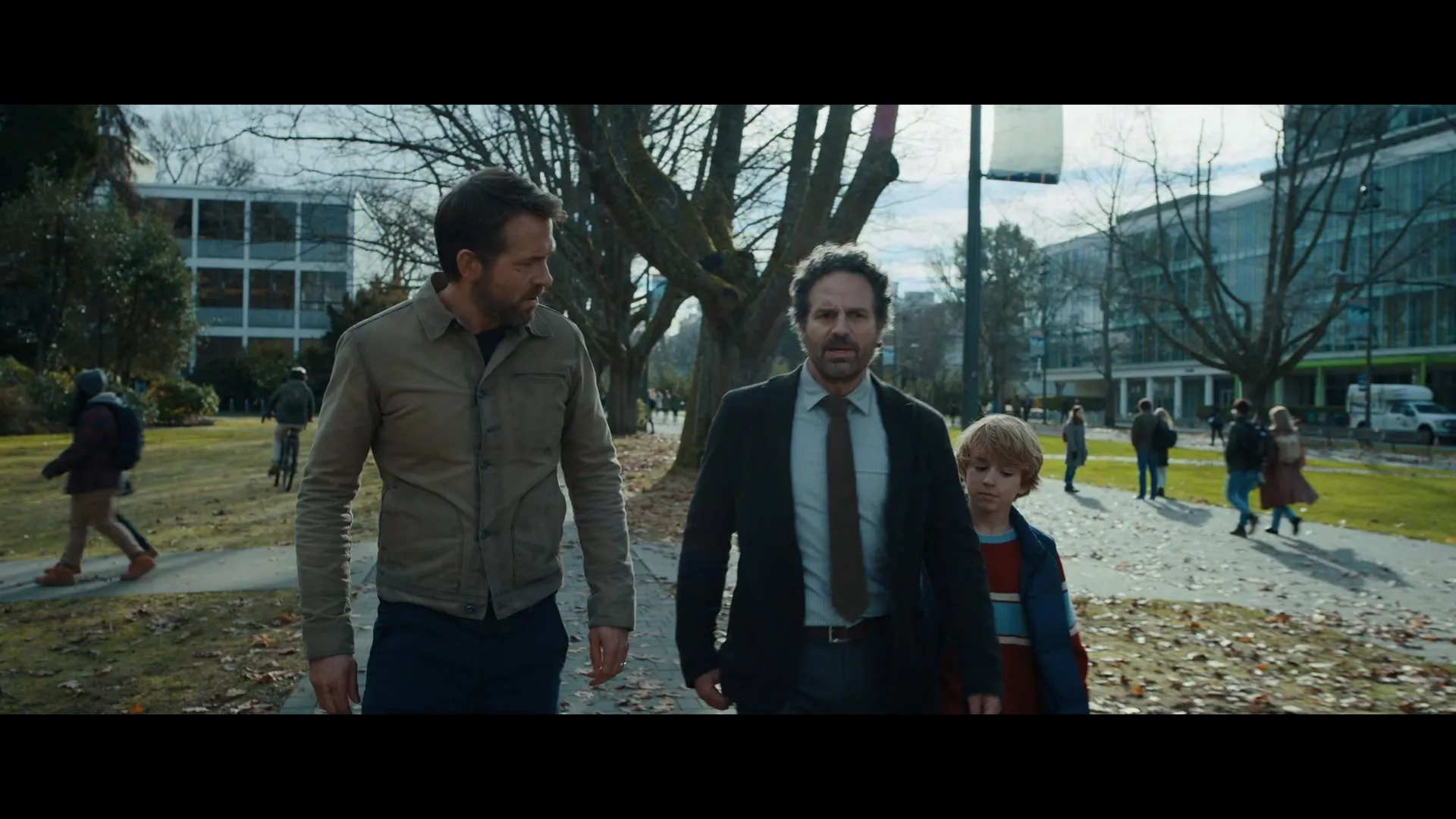 Ryan Reynolds, Mark Ruffalo, and Walker Scobell in The Adam Project (2022)