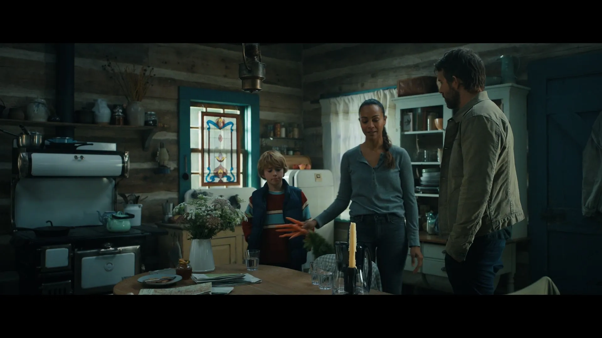 Ryan Reynolds, Zoe Saldana, and Walker Scobell in The Adam Project (2022)