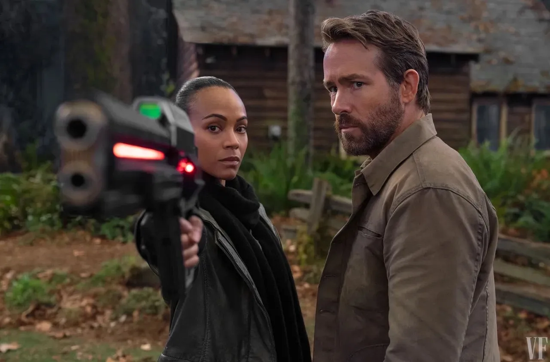 Ryan Reynolds and Zoe Saldana in The Adam Project (2022)