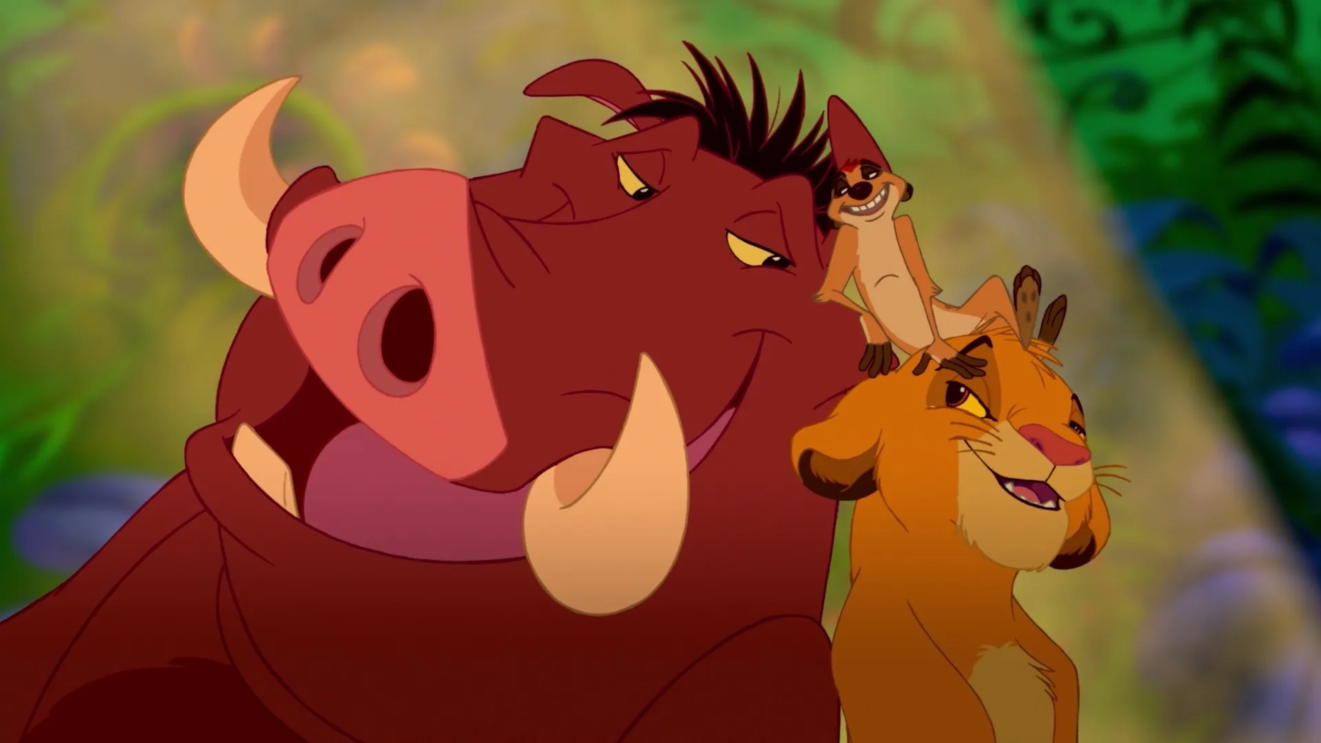 Nathan Lane, Jonathan Taylor Thomas, Ernie Sabella, and Jason Weaver in The Lion King (1994)