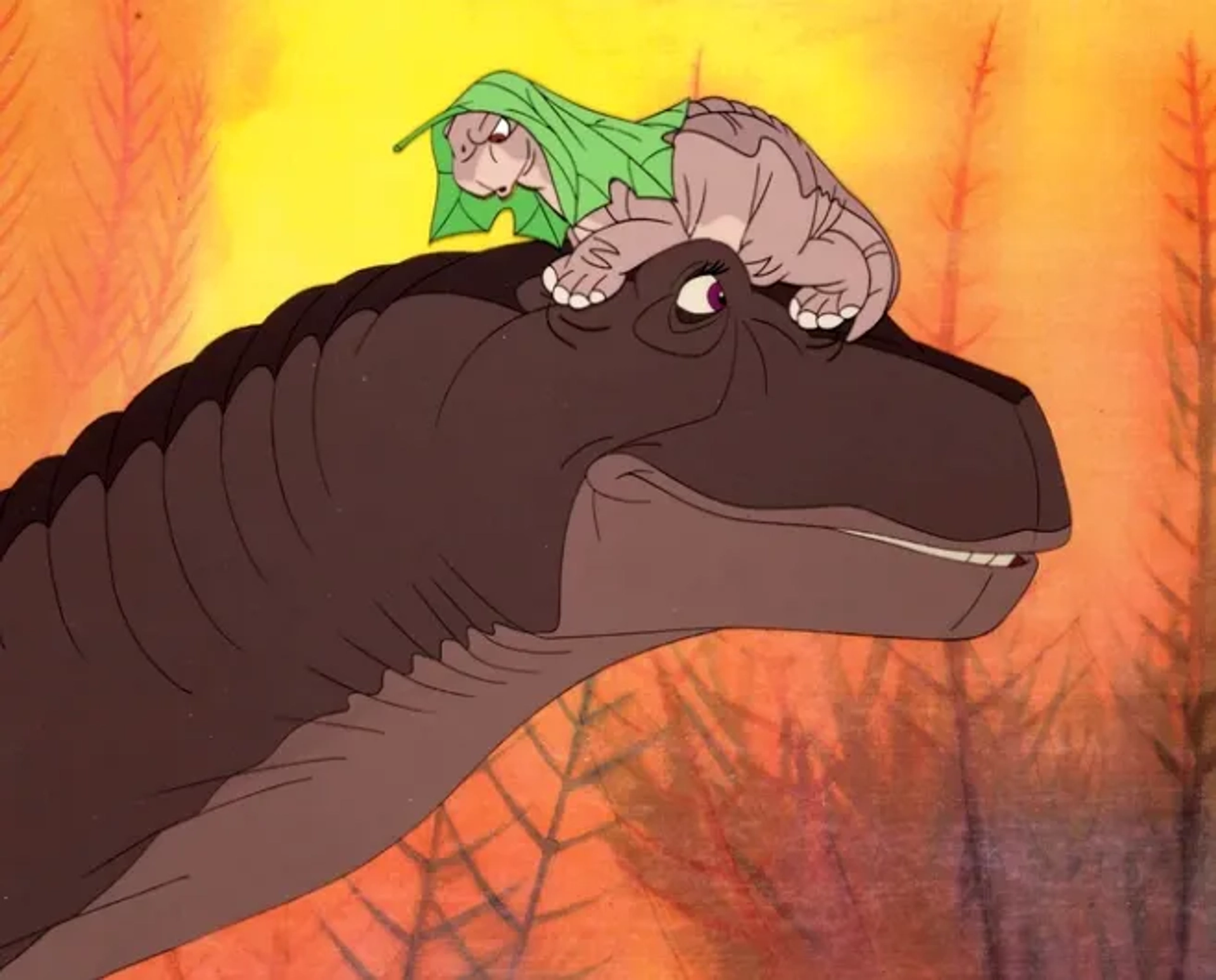 Helen Shaver and Gabriel Damon in The Land Before Time (1988)