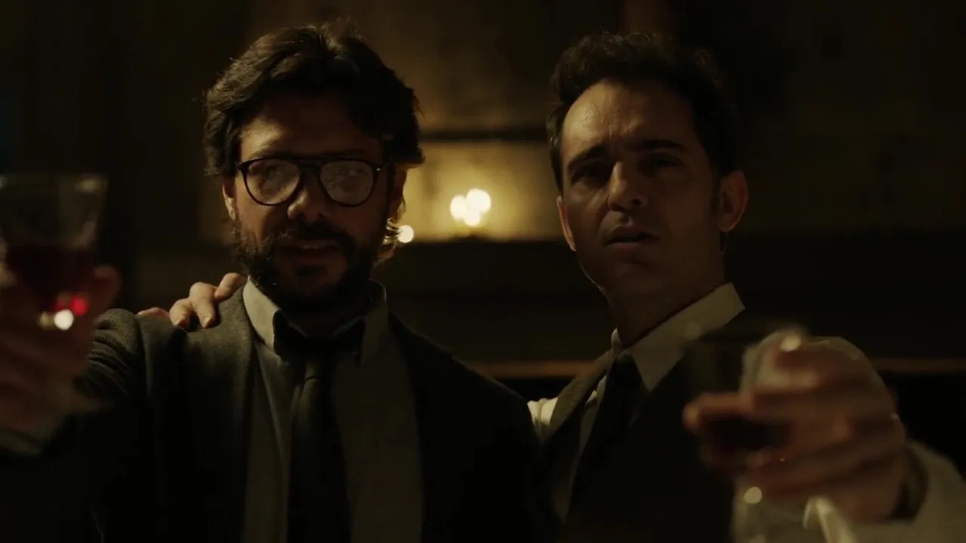 Pedro Alonso and Álvaro Morte in Money Heist (2017)