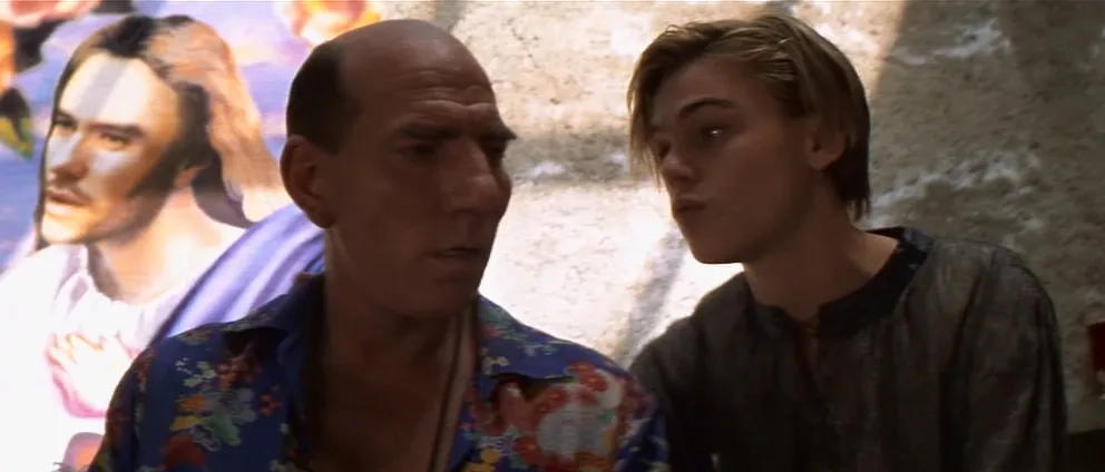 Leonardo DiCaprio and Pete Postlethwaite in Romeo + Juliet (1996)