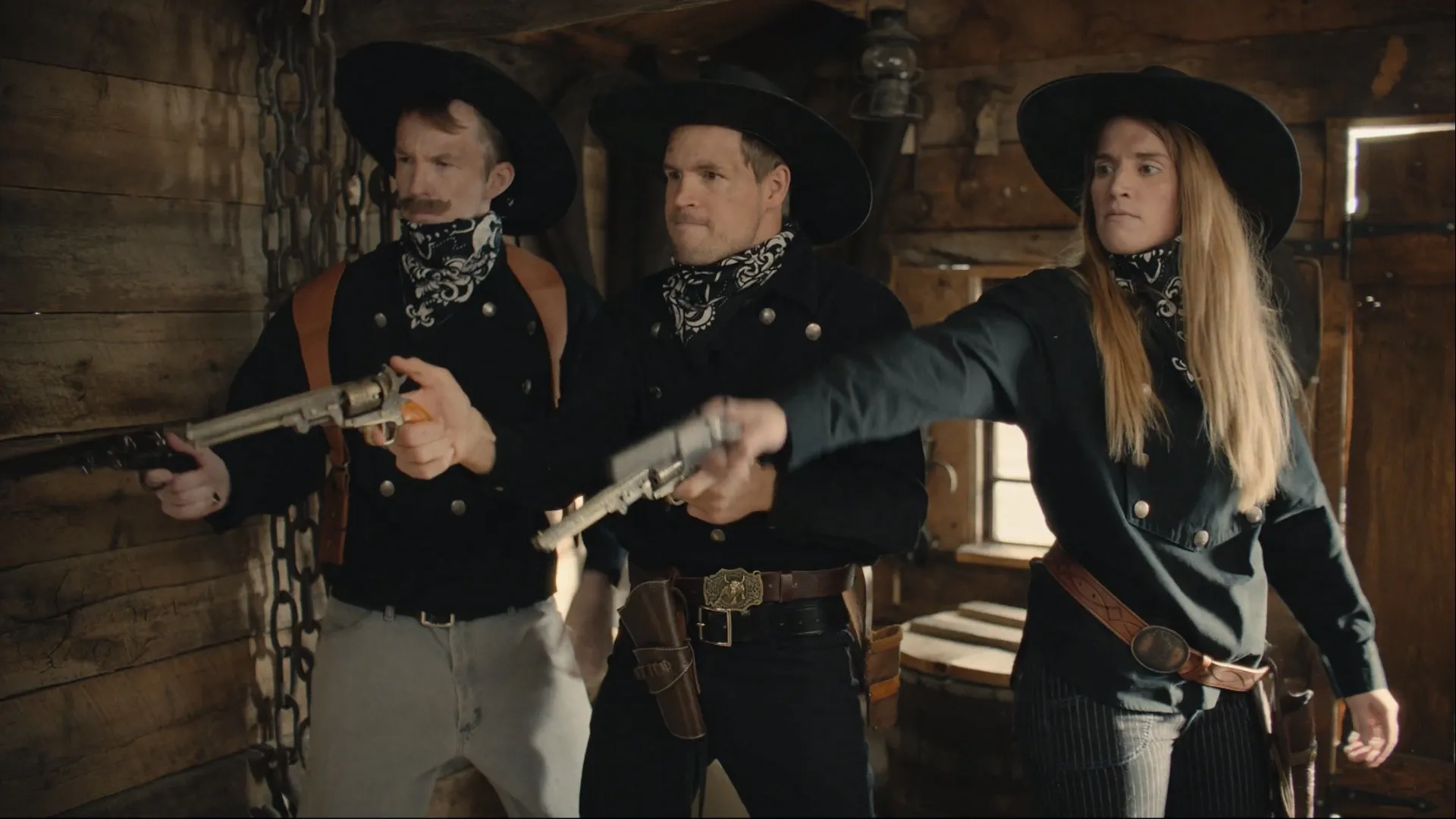 James Perry, Natalie Madsen, and Adam Berg in Go West (2023)