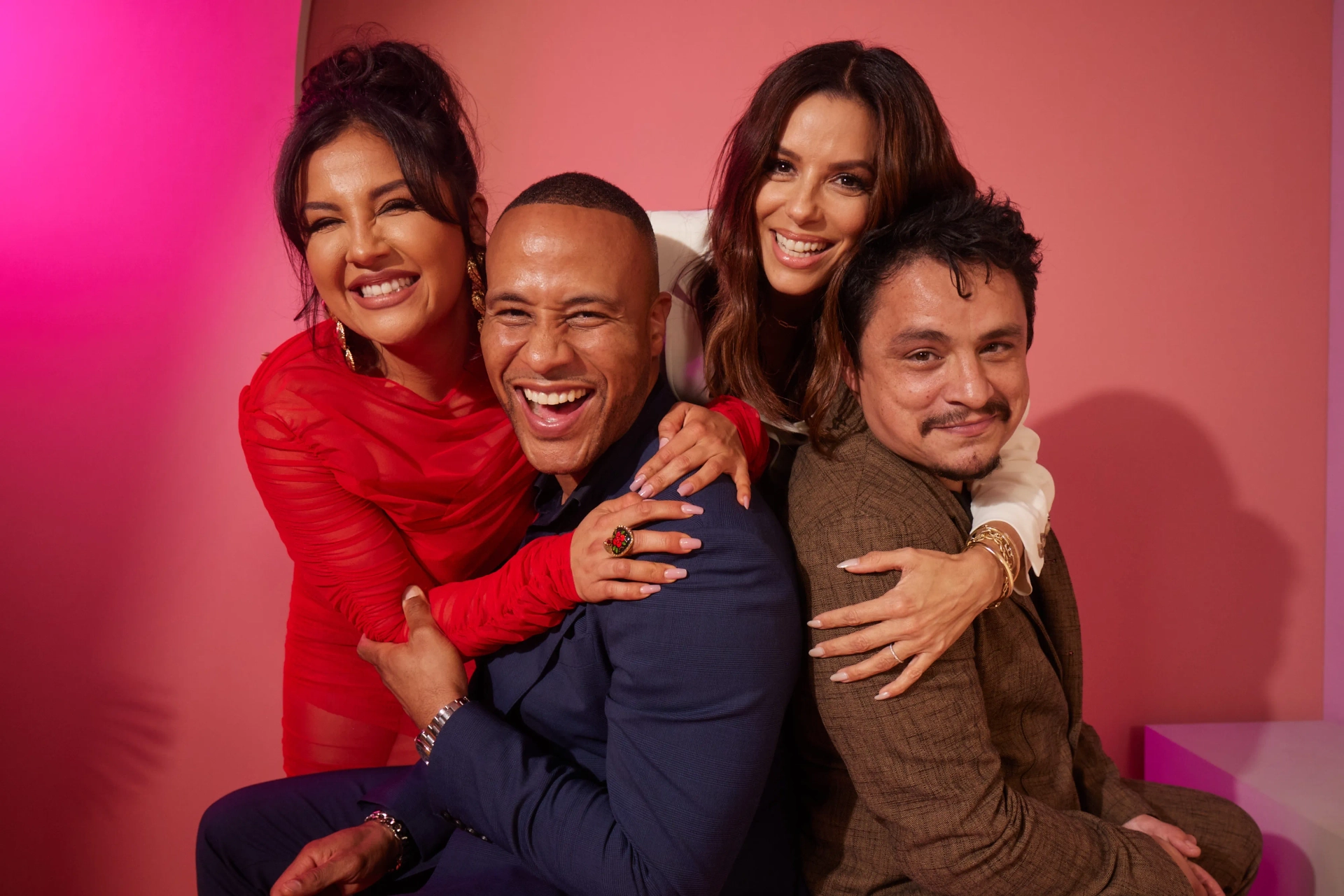 Eva Longoria, Annie Gonzalez, Jesse Garcia, and DeVon Franklin at an event for Flamin' Hot (2023)