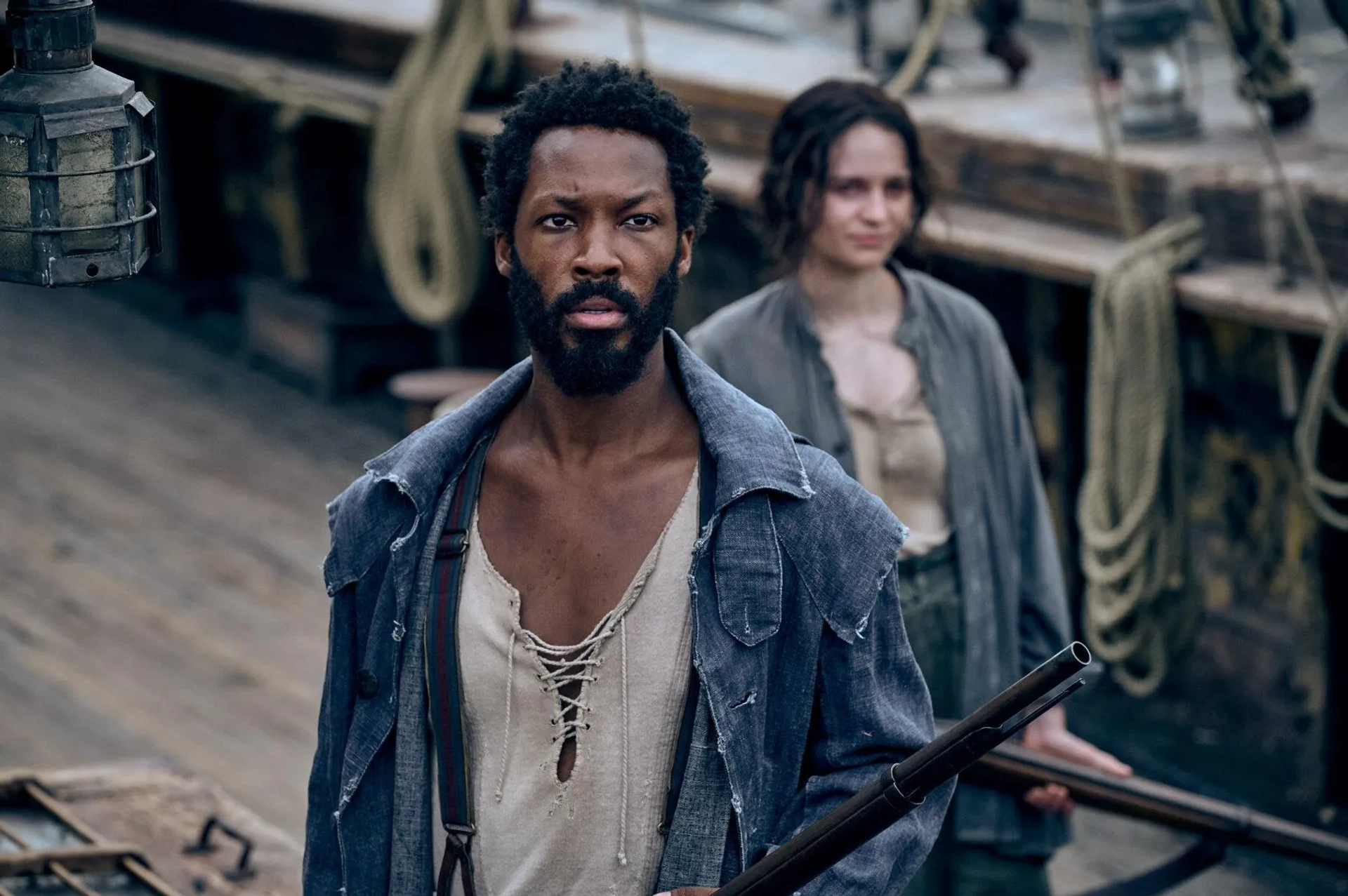 Corey Hawkins and Aisling Franciosi in The Last Voyage of the Demeter (2023)