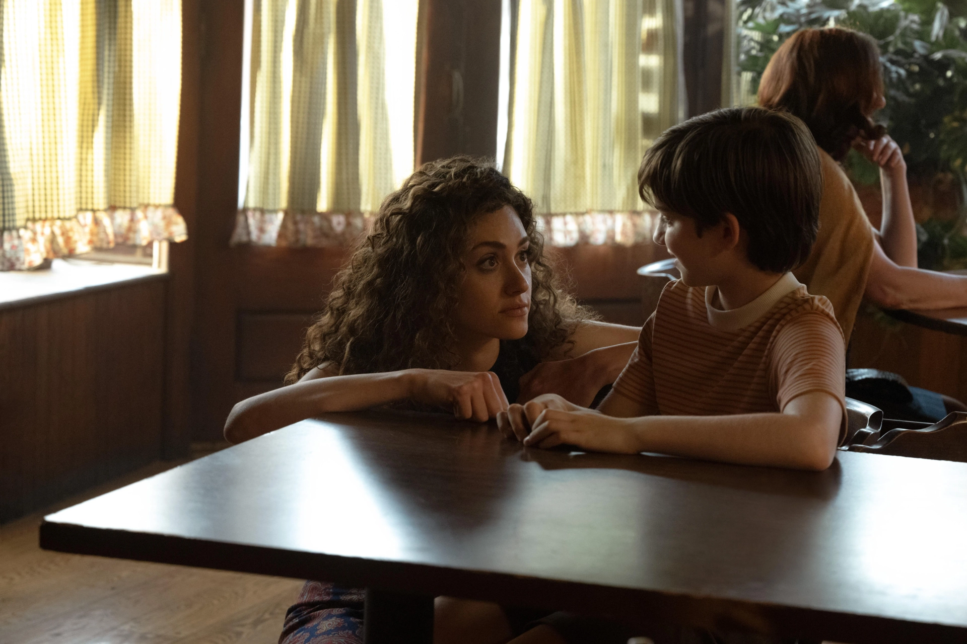 Zachary Golinger and Emmy Rossum in Episode 5 "Savior" of The Crowded Room