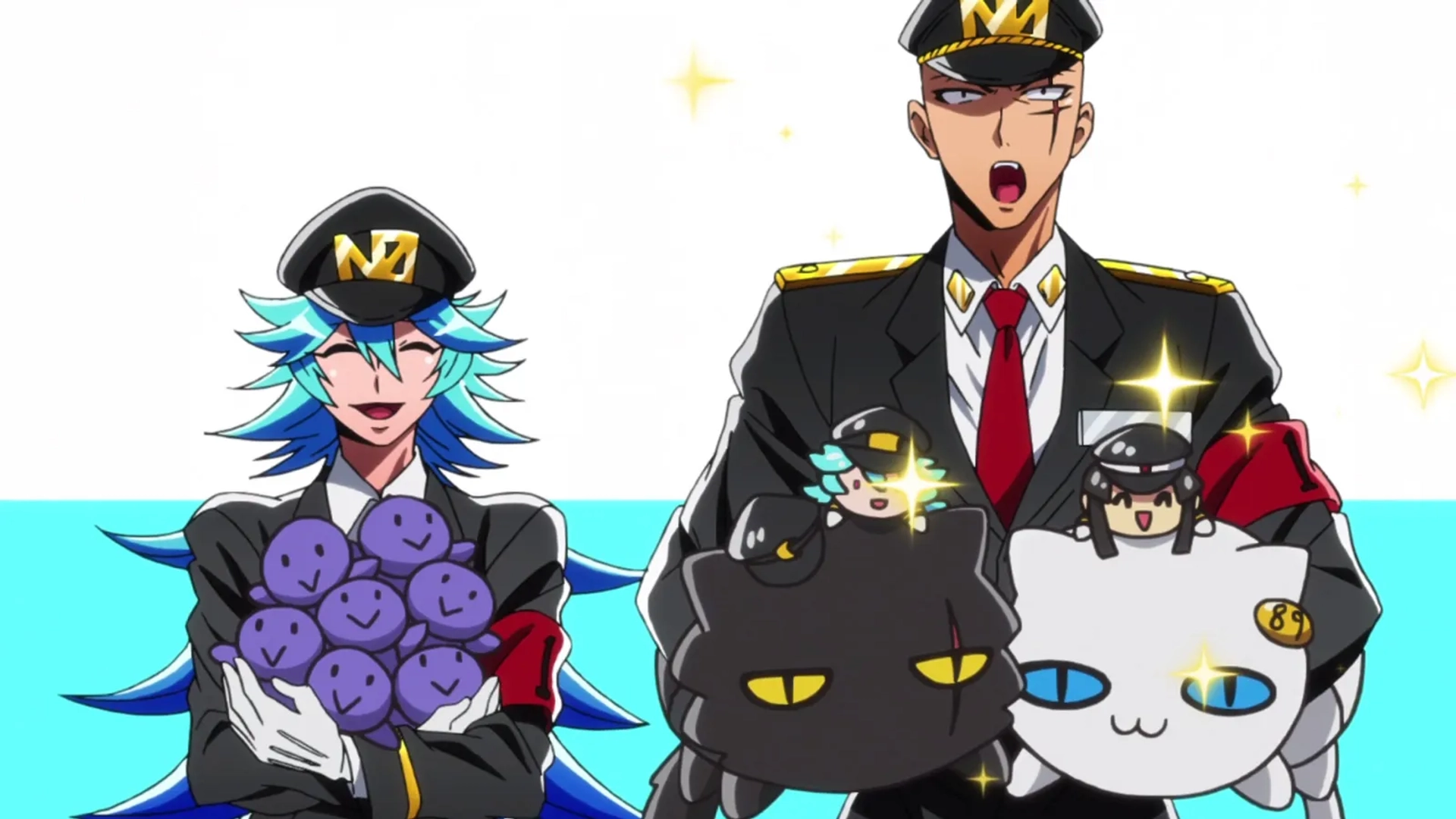 Tomokazu Seki, Ian Sinclair, Dallas Reid, Marissa Lenti, and Keito Okuyama in Nanbaka (2016)