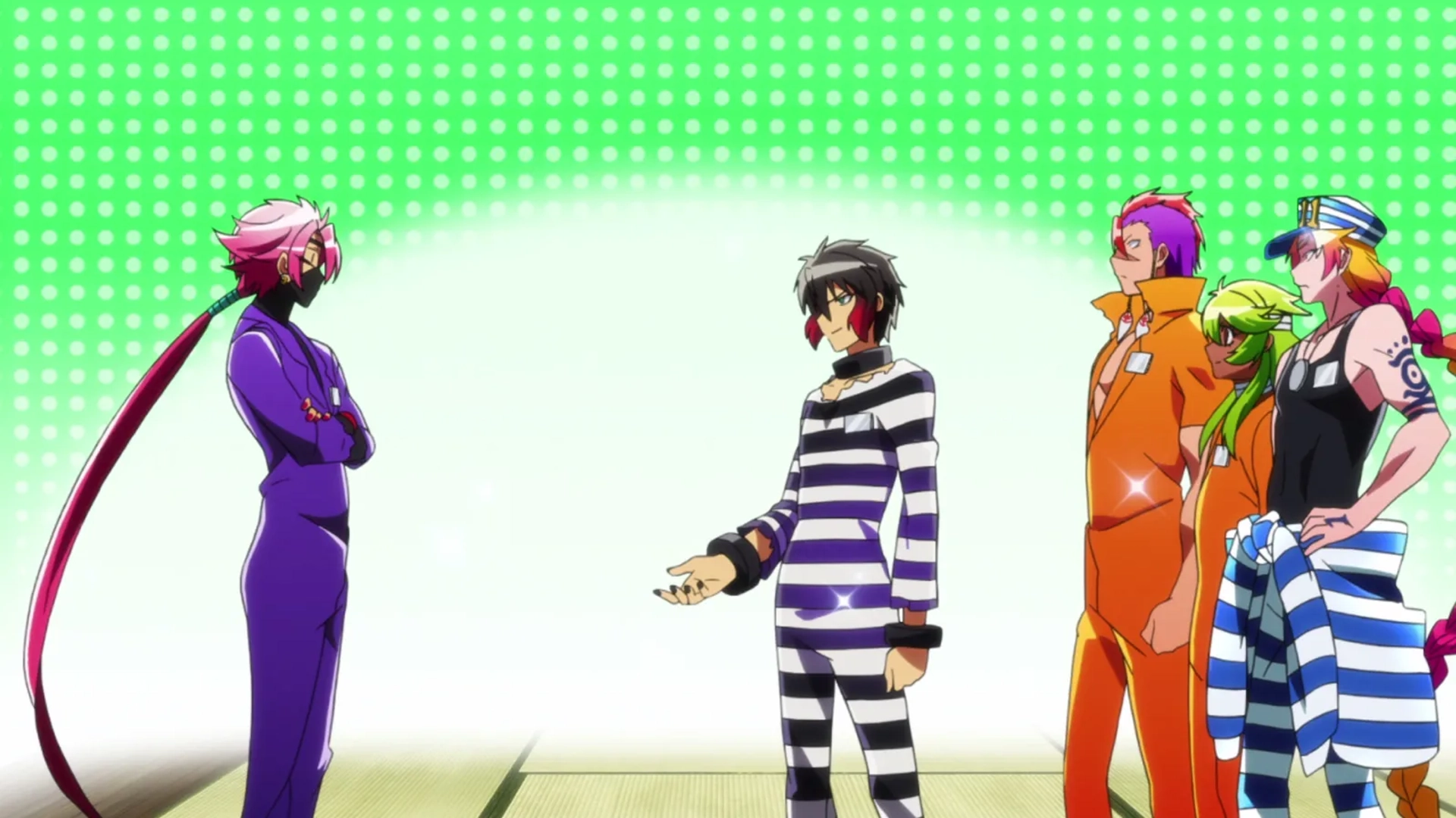 Toshiyuki Toyonaga, Tetsuya Kakihara, Airu Shiozaki, Yûto Uemura, Jarrod Greene, Justin Briner, Alejandro Saab, Daman Mills, Sam Biggs, and Daiki Kobayashi in Nanbaka (2016)