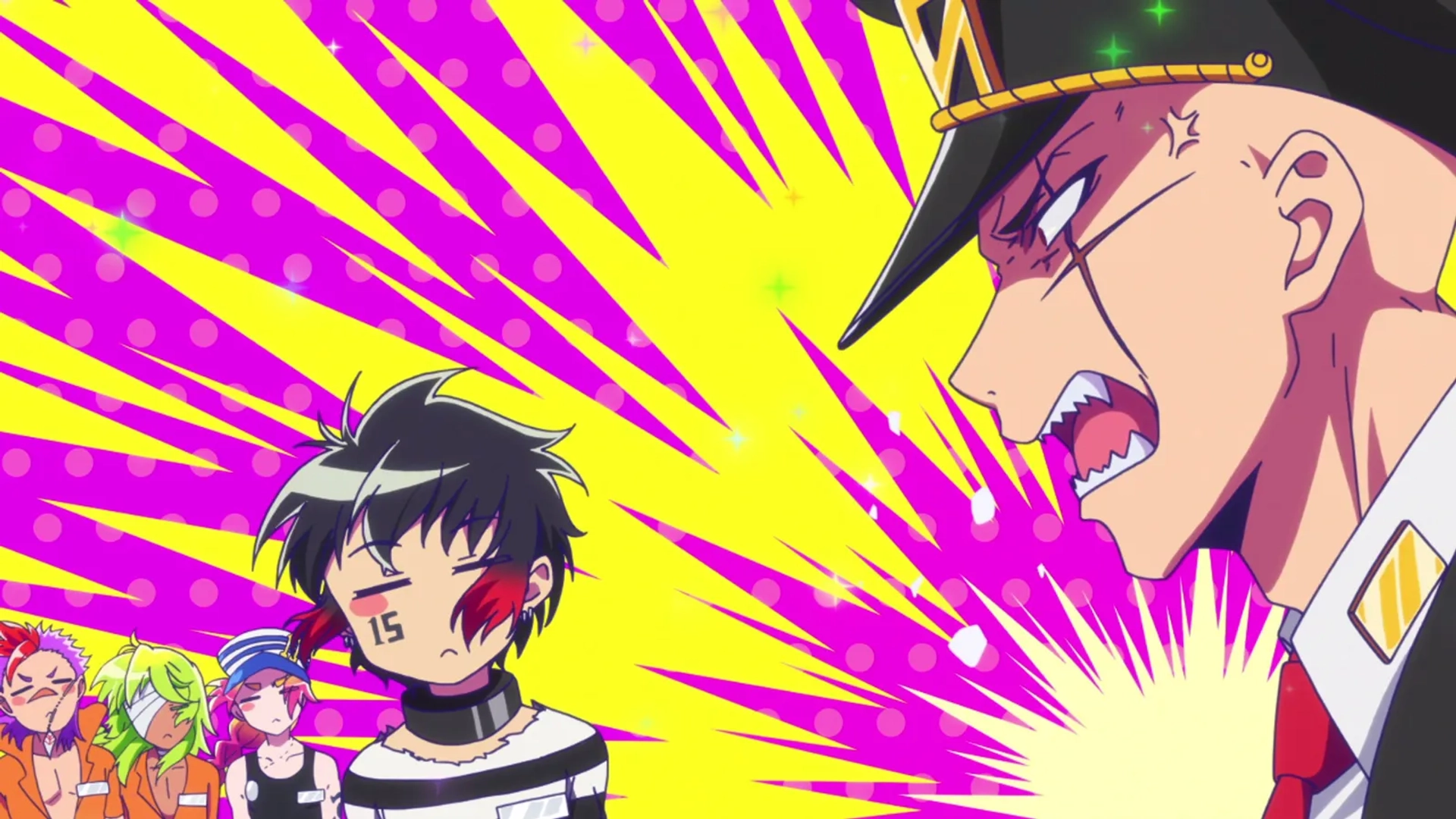 Tomokazu Seki, Ian Sinclair, Tetsuya Kakihara, Airu Shiozaki, Yûto Uemura, Jarrod Greene, Justin Briner, Alejandro Saab, Daman Mills, and Daiki Kobayashi in Nanbaka (2016)