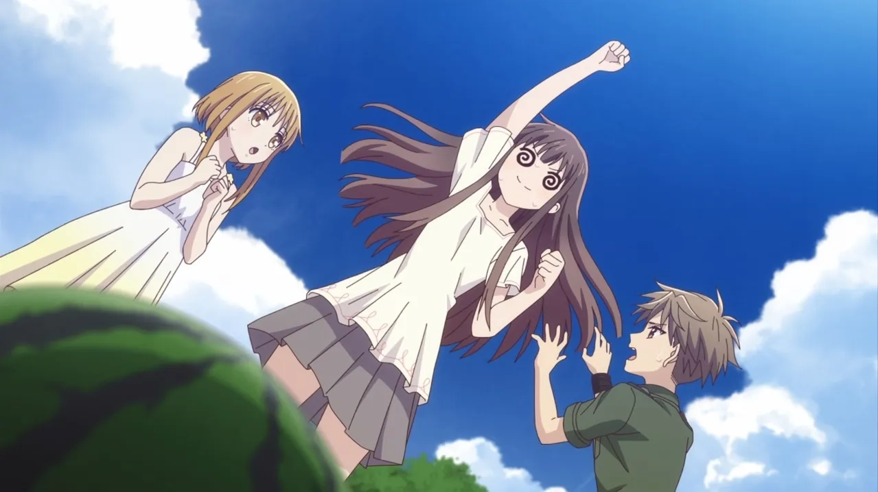 You Taichi, Reina Ueda, and Manaka Iwami in Fruits Basket: Let's Start the Watermelon Splitting Contest! (2020)