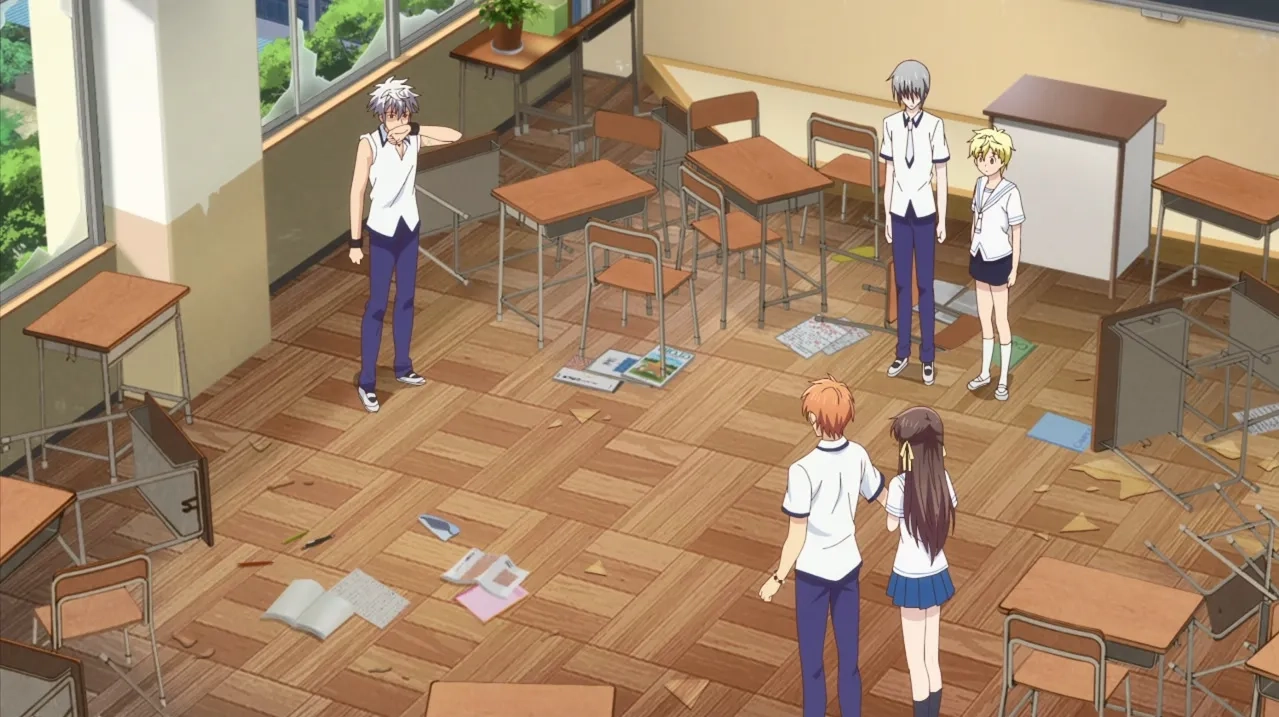 Makoto Furukawa, Megumi Han, Nobunaga Shimazaki, Yuma Uchida, and Manaka Iwami in Fruits Basket: I Got Dumped... (2020)