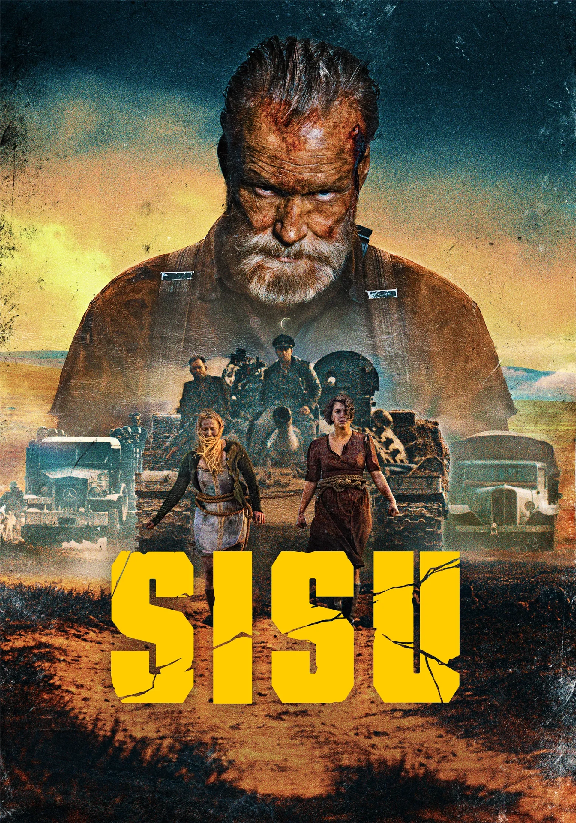 Aksel Hennie, Jorma Tommila, Jack Doolan, Onni Tommila, and Mimosa Willamo in Sisu (2022)