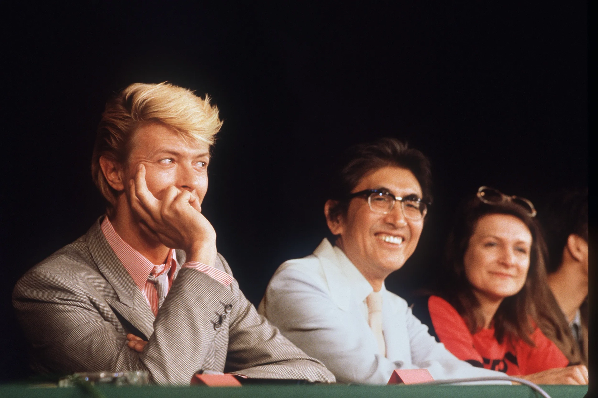 David Bowie and Nagisa Ôshima at an event for Merry Christmas Mr. Lawrence (1983)