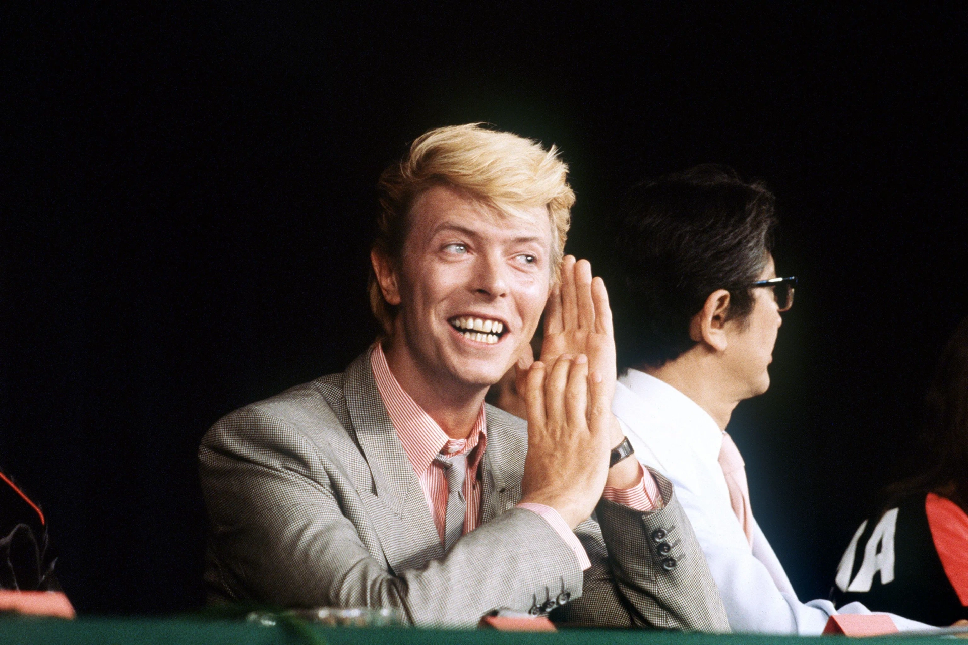 David Bowie and Nagisa Ôshima at an event for Merry Christmas Mr. Lawrence (1983)