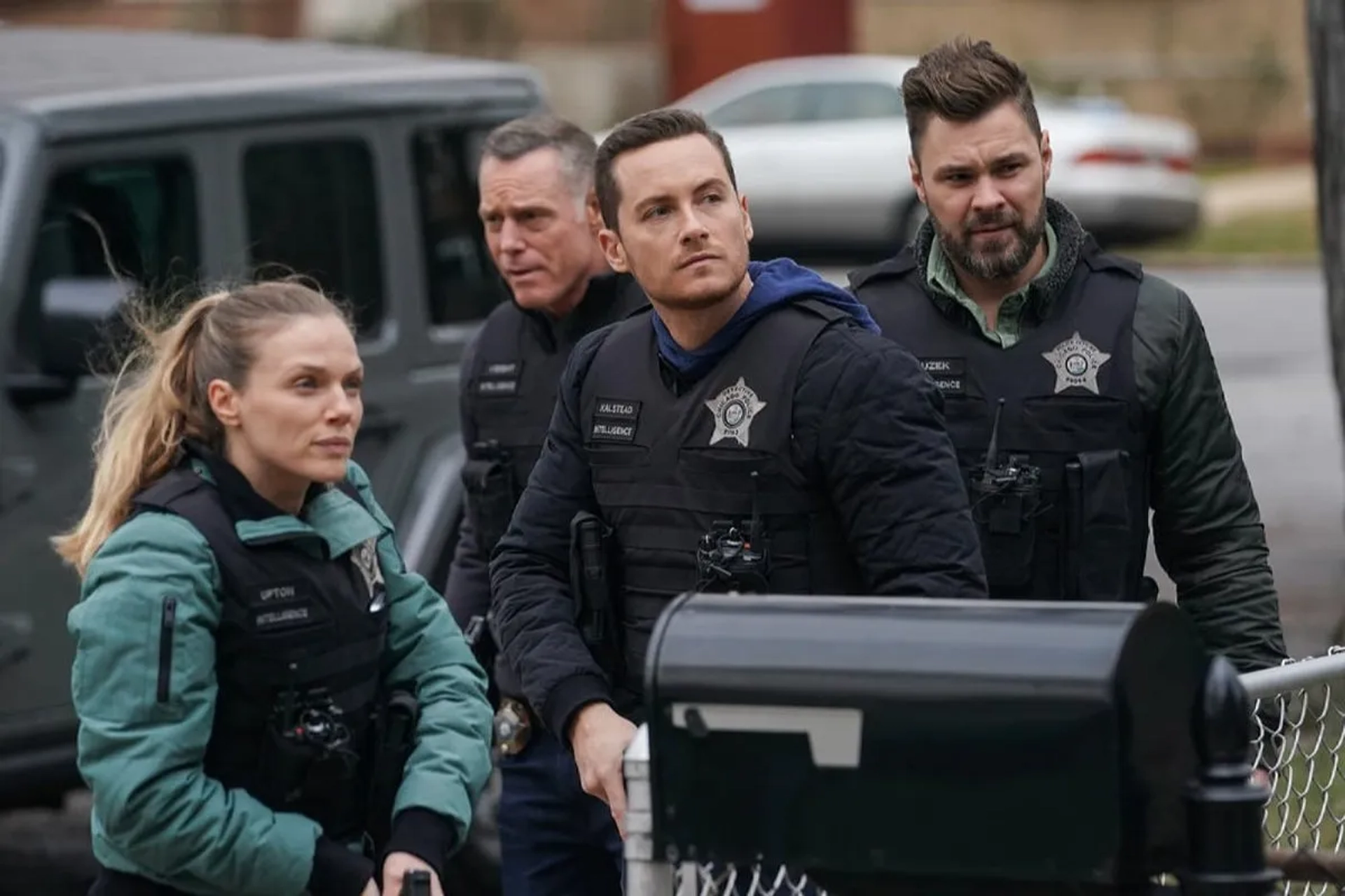 Jason Beghe, Jesse Lee Soffer, Patrick John Flueger, and Tracy Spiridakos in Chicago P.D.: Still Water (2022)