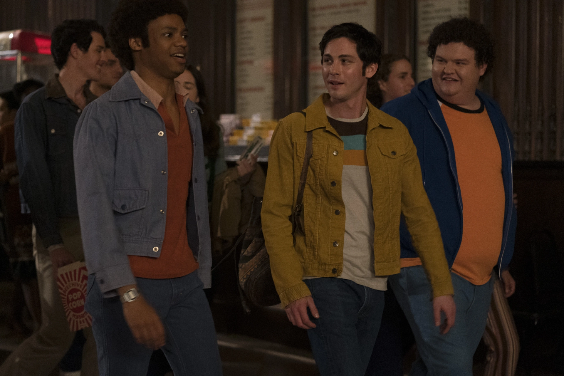 Henry Hunter Hall, Logan Lerman, and Caleb Emery in Hunters (2020)