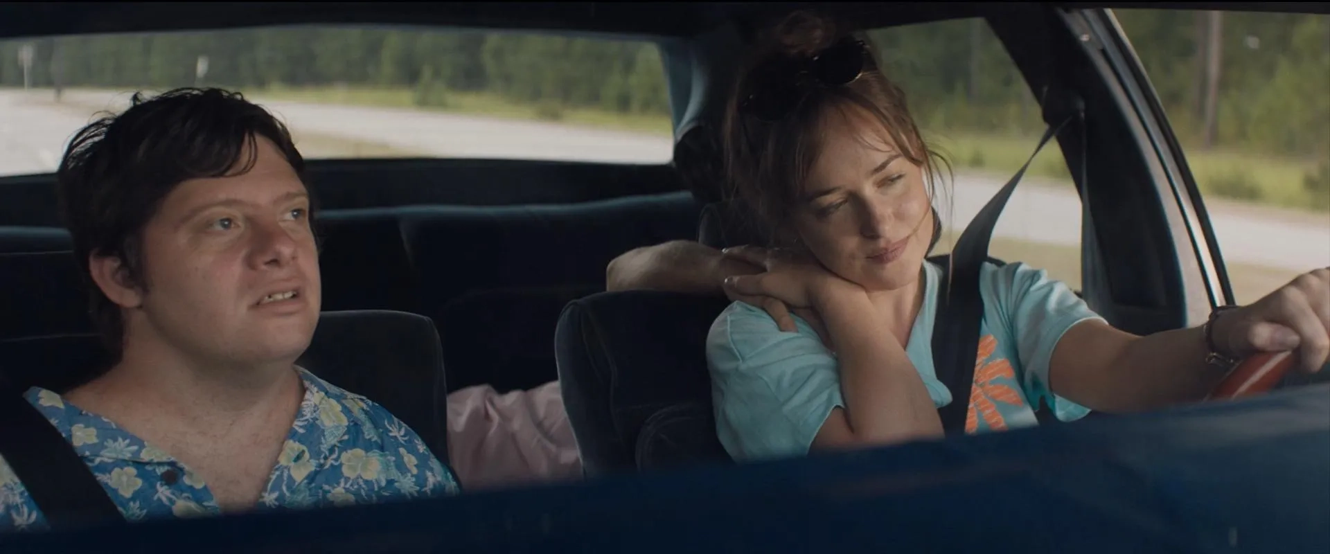 Dakota Johnson and Zack Gottsagen in The Peanut Butter Falcon (2019)