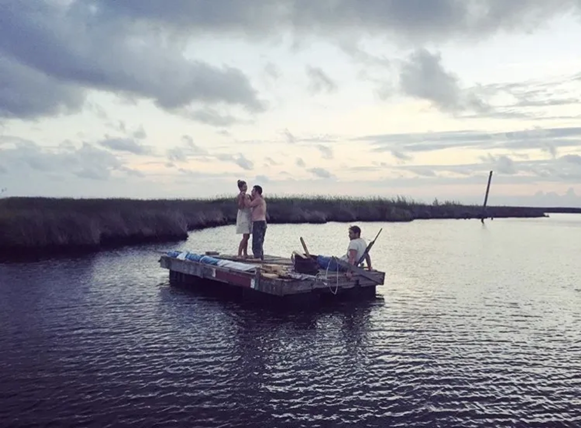 Dakota Johnson, Shia LaBeouf, David Thies, Michael Schwartz, Tyler Nilson, and Zack Gottsagen in The Peanut Butter Falcon (2019)