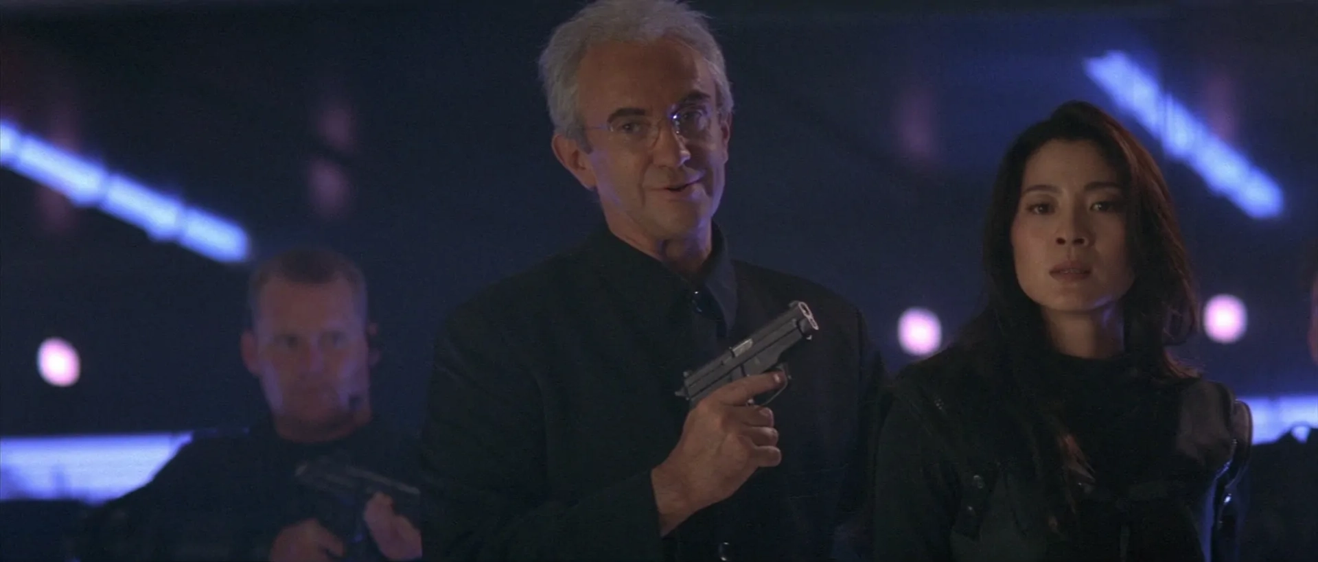 Jonathan Pryce and Michelle Yeoh in Tomorrow Never Dies (1997)