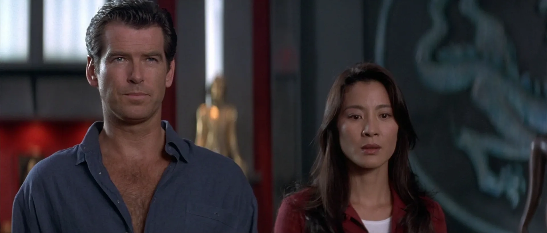 Pierce Brosnan and Michelle Yeoh in Tomorrow Never Dies (1997)