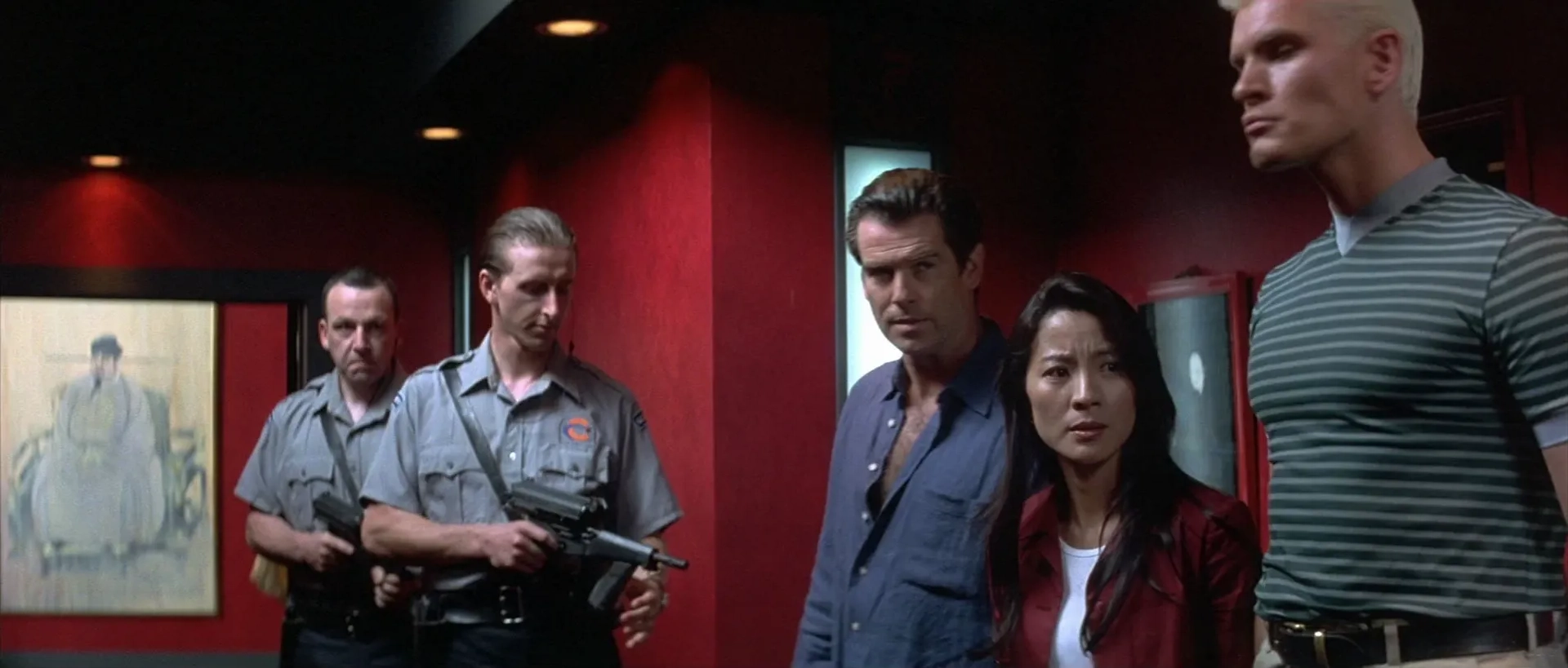 Pierce Brosnan, Michelle Yeoh, and Götz Otto in Tomorrow Never Dies (1997)