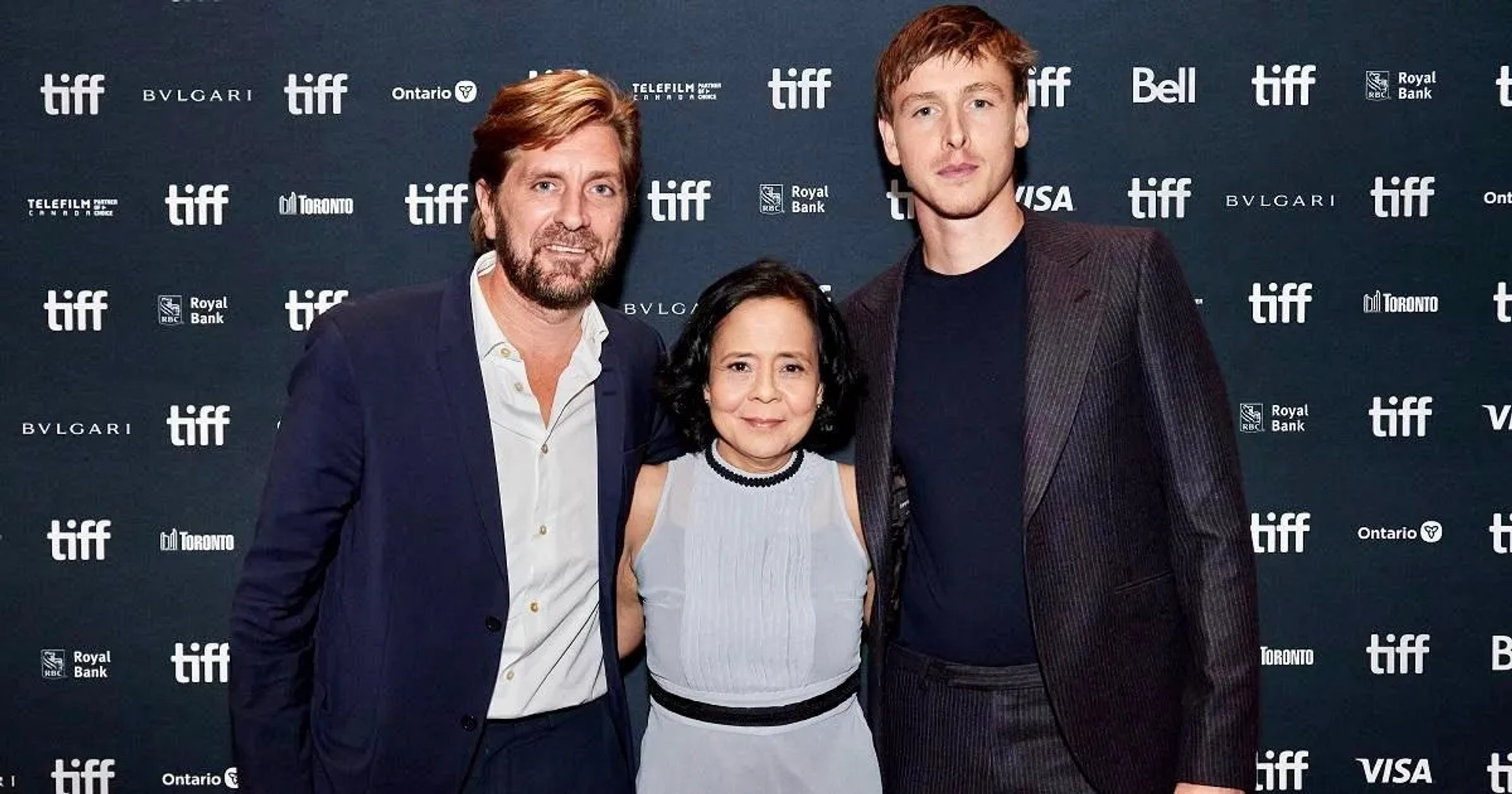 Ruben Östlund, Dolly De Leon, and Harris Dickinson at an event for Triangle of Sadness (2022)