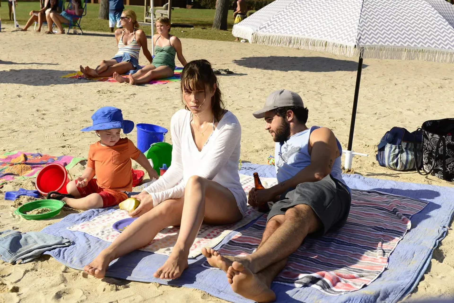 Jessica Biel, Christopher Abbott, and Grayson Eddey in The Sinner (2017)