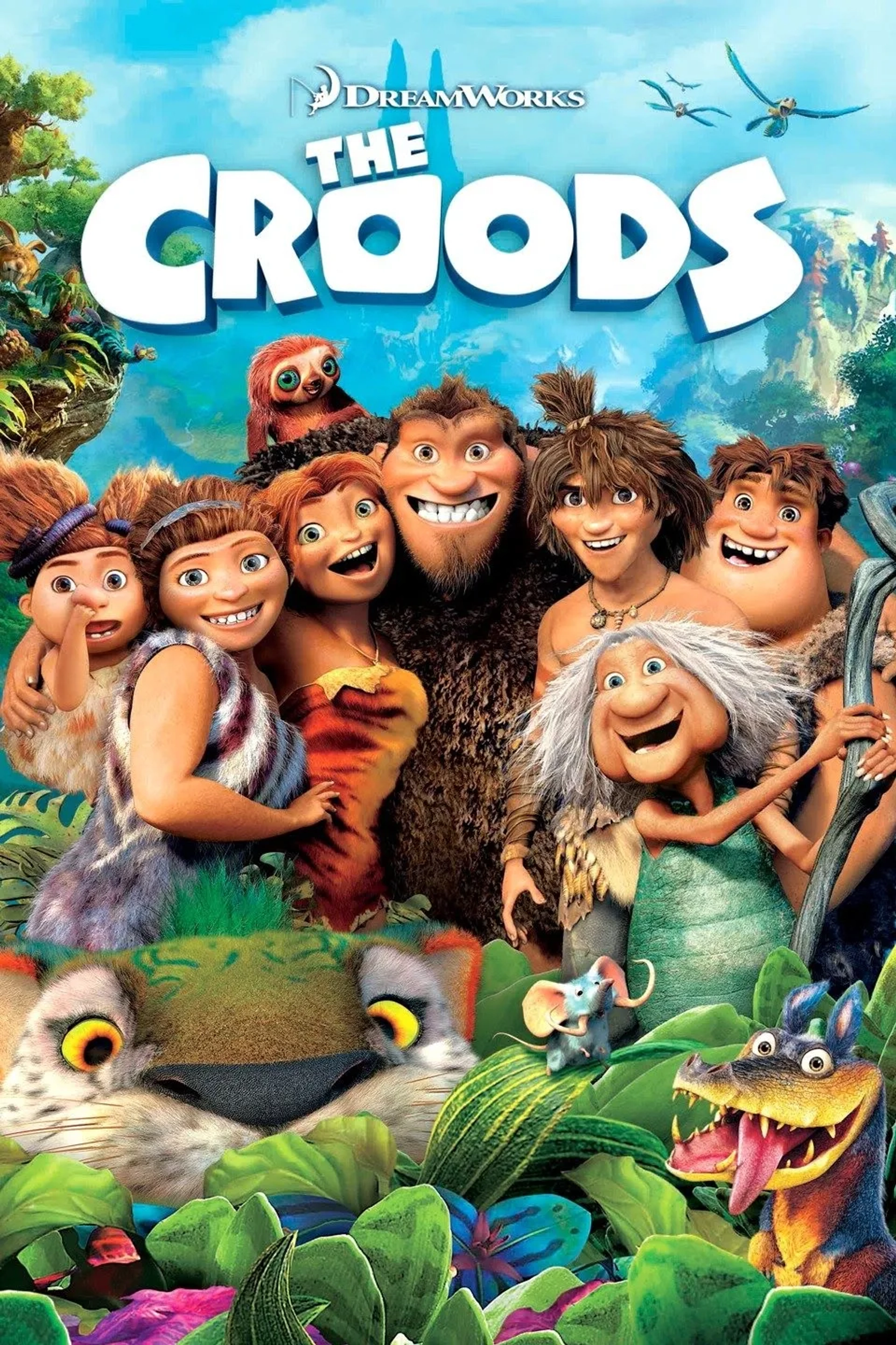 Nicolas Cage, Catherine Keener, Cloris Leachman, Ryan Reynolds, Clark Duke, Chris Sanders, Randy Thom, and Emma Stone in The Croods (2013)