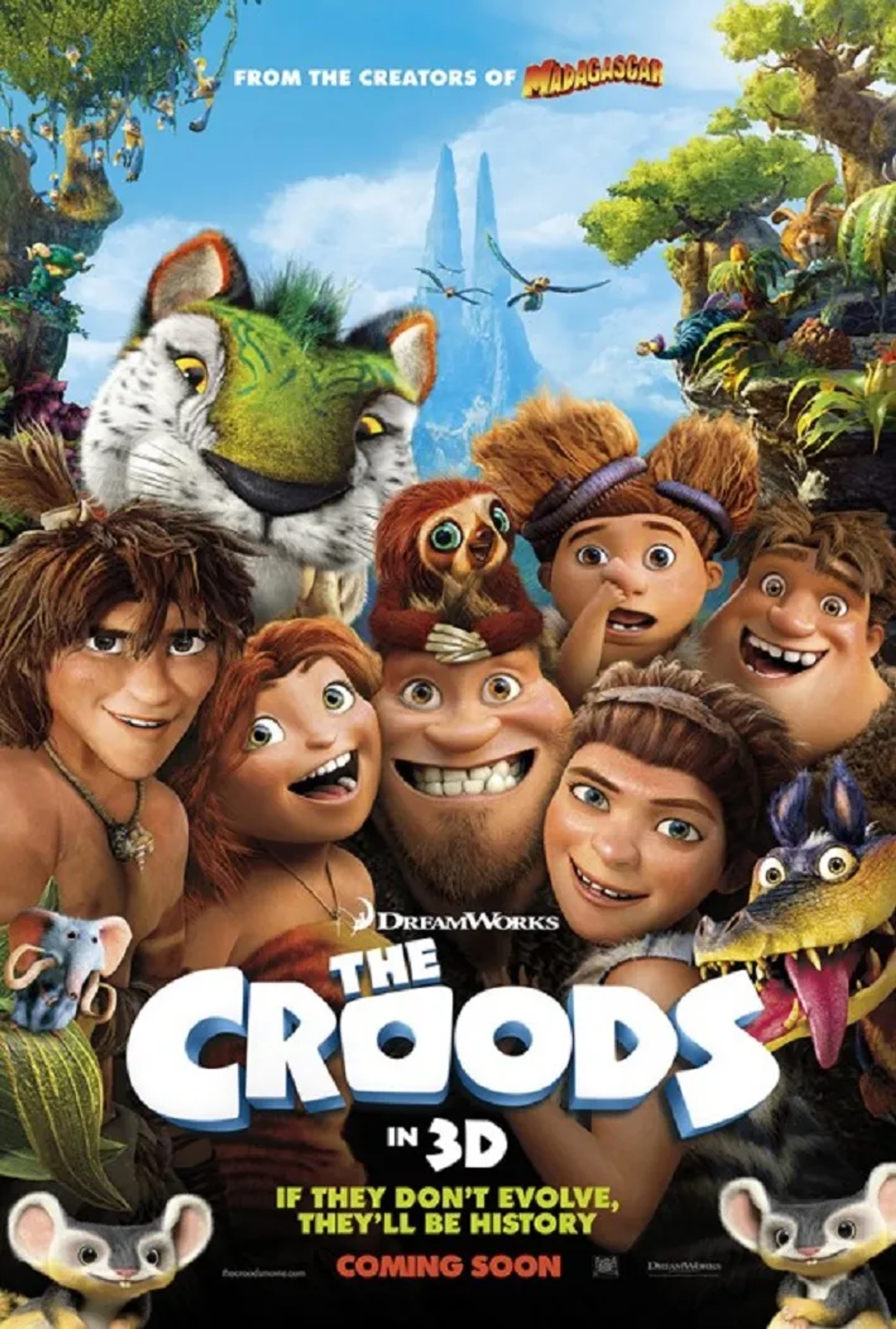 Nicolas Cage, Catherine Keener, Ryan Reynolds, Clark Duke, Chris Sanders, Randy Thom, and Emma Stone in The Croods (2013)