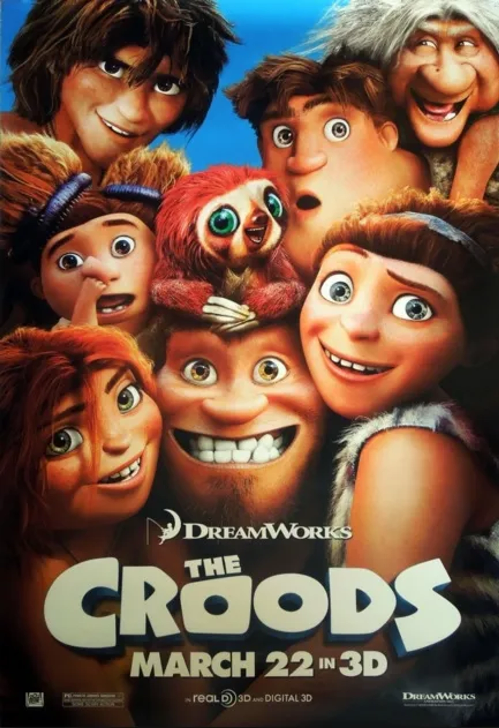 Nicolas Cage, Catherine Keener, Cloris Leachman, Ryan Reynolds, Clark Duke, Chris Sanders, Randy Thom, and Emma Stone in The Croods (2013)