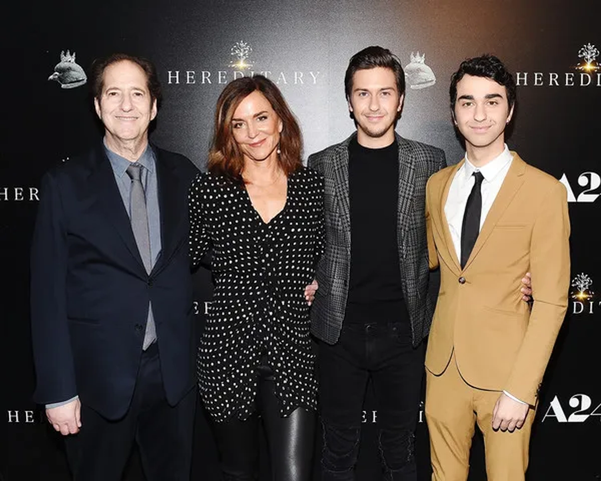 Polly Draper, Michael Wolff, Nat Wolff, and Alex Wolff at an event for Hereditary (2018)