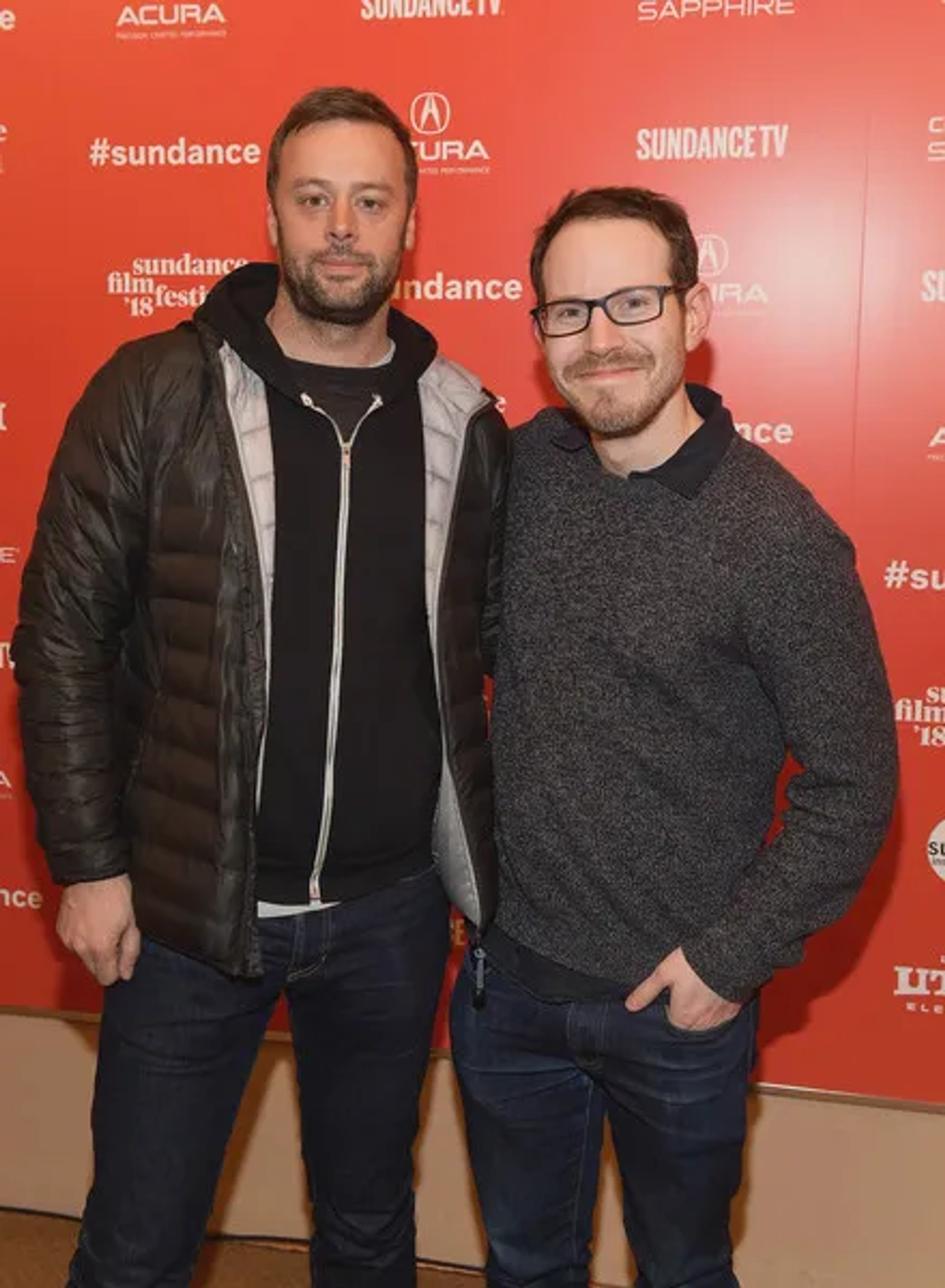 Lars Knudsen and Ari Aster at an event for Hereditary (2018)