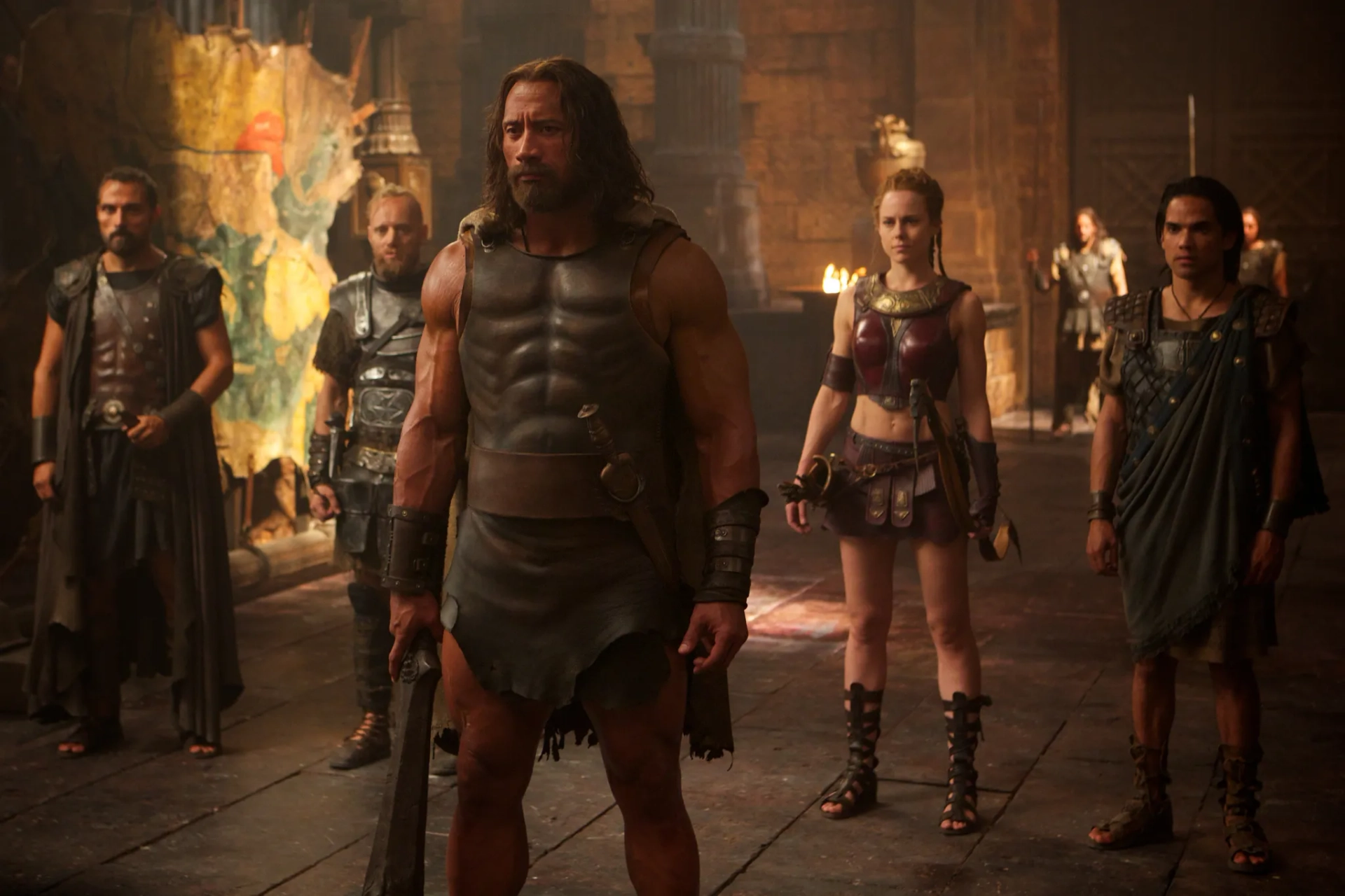 Rufus Sewell, Aksel Hennie, Dwayne Johnson, Ingrid Bolsø Berdal, and Reece Ritchie in Hercules (2014)