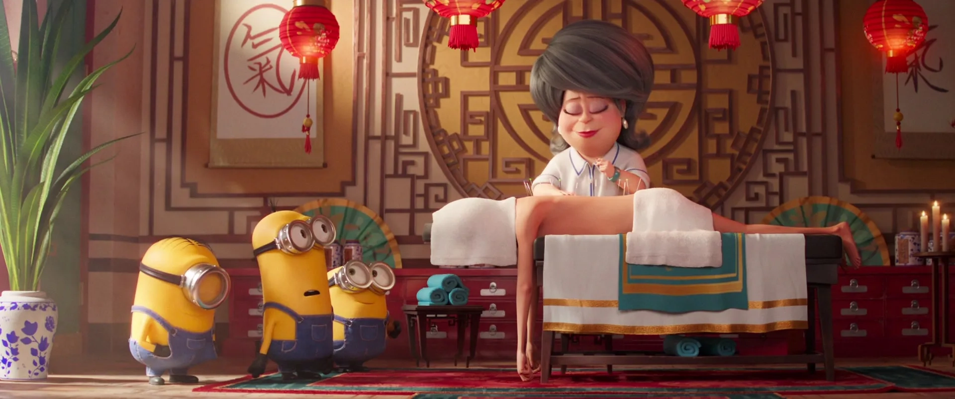 Michelle Yeoh and Pierre Coffin in Minions: The Rise of Gru (2022)